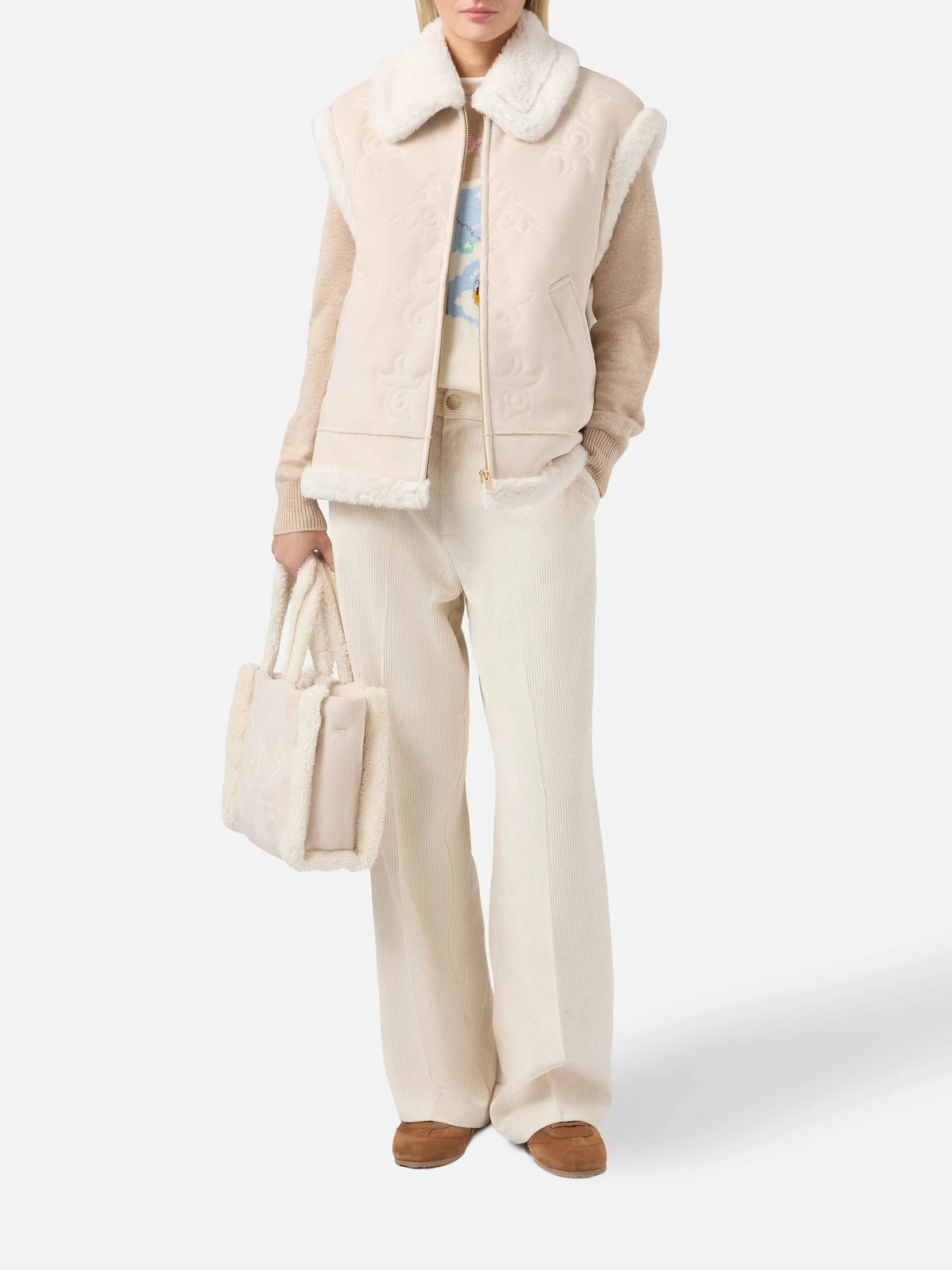 Gilet Hesketh in eco montone con ricamo texano - Image 2