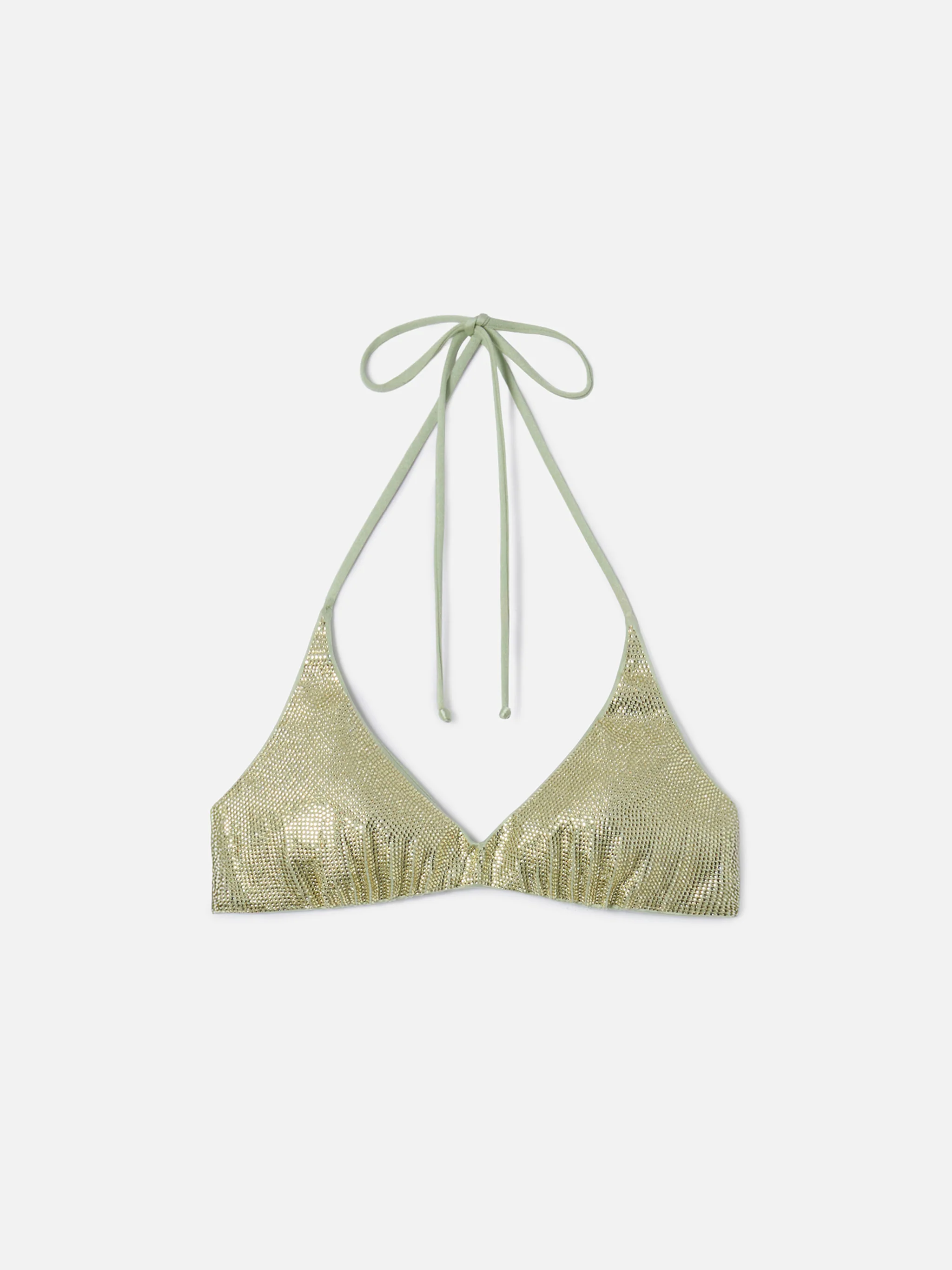 Top bikini Hespera bralette verde acuqa con strass applicati