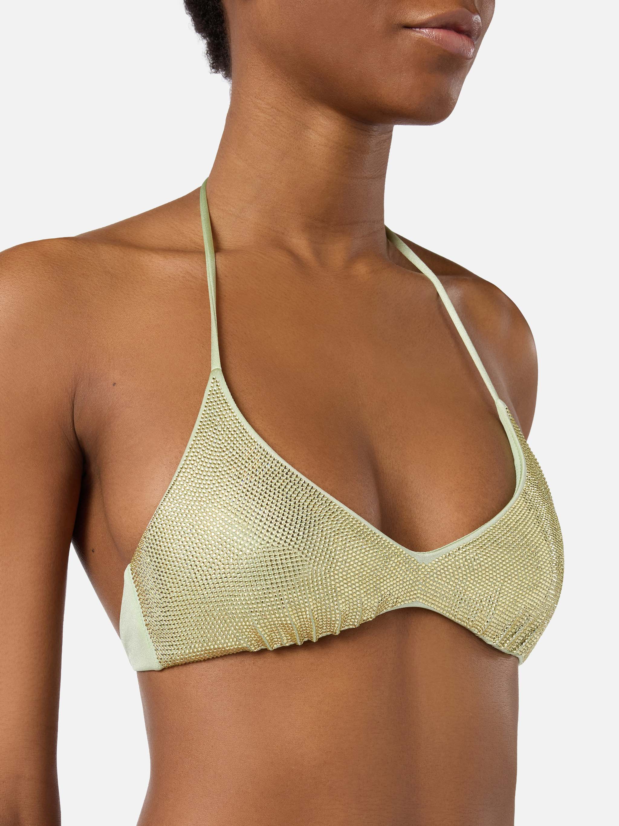 Top bikini Hespera bralette verde acuqa con strass applicati - Image 2