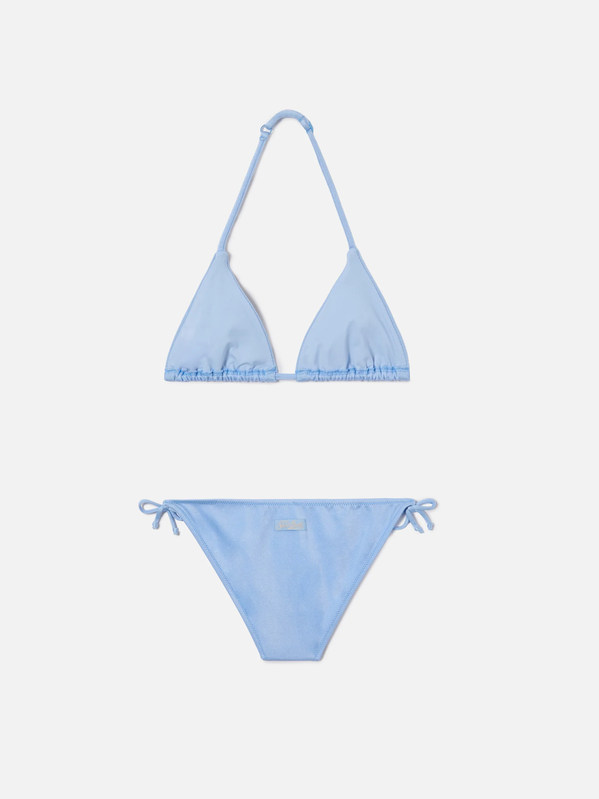 Bikini Holly azzurro in tessuto glossy finish e dettagli strass - Image 2