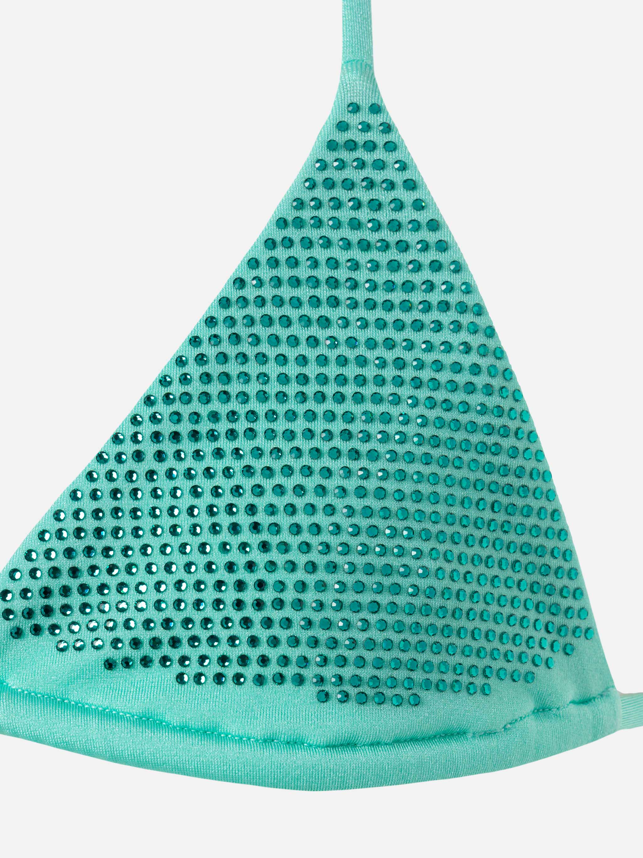 Bikini Holly a triangolo classico verde acqua con strass - Image 3