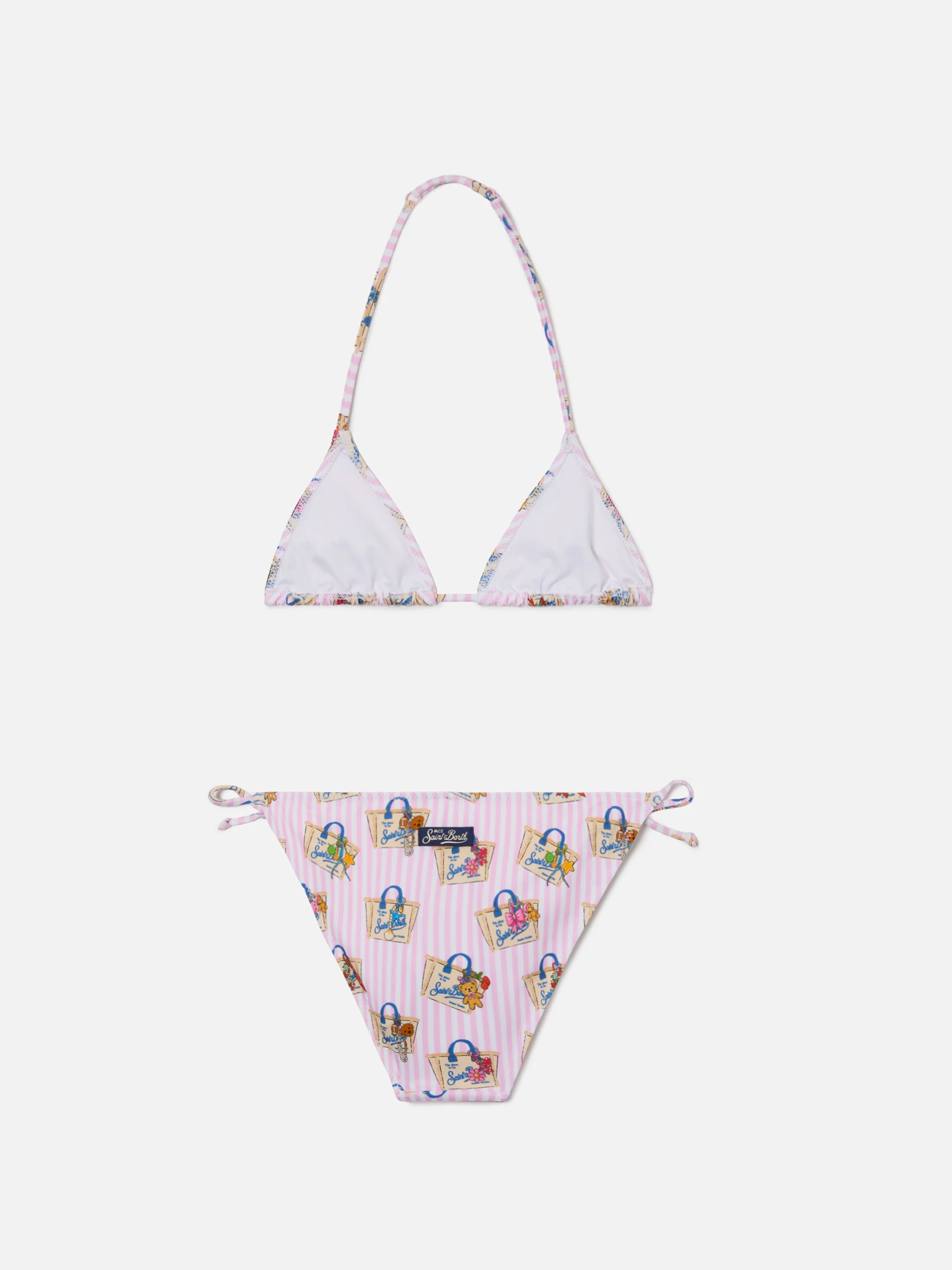 Bikini Holly a righe bianche e rosa con stampa funny all-over - Image 2