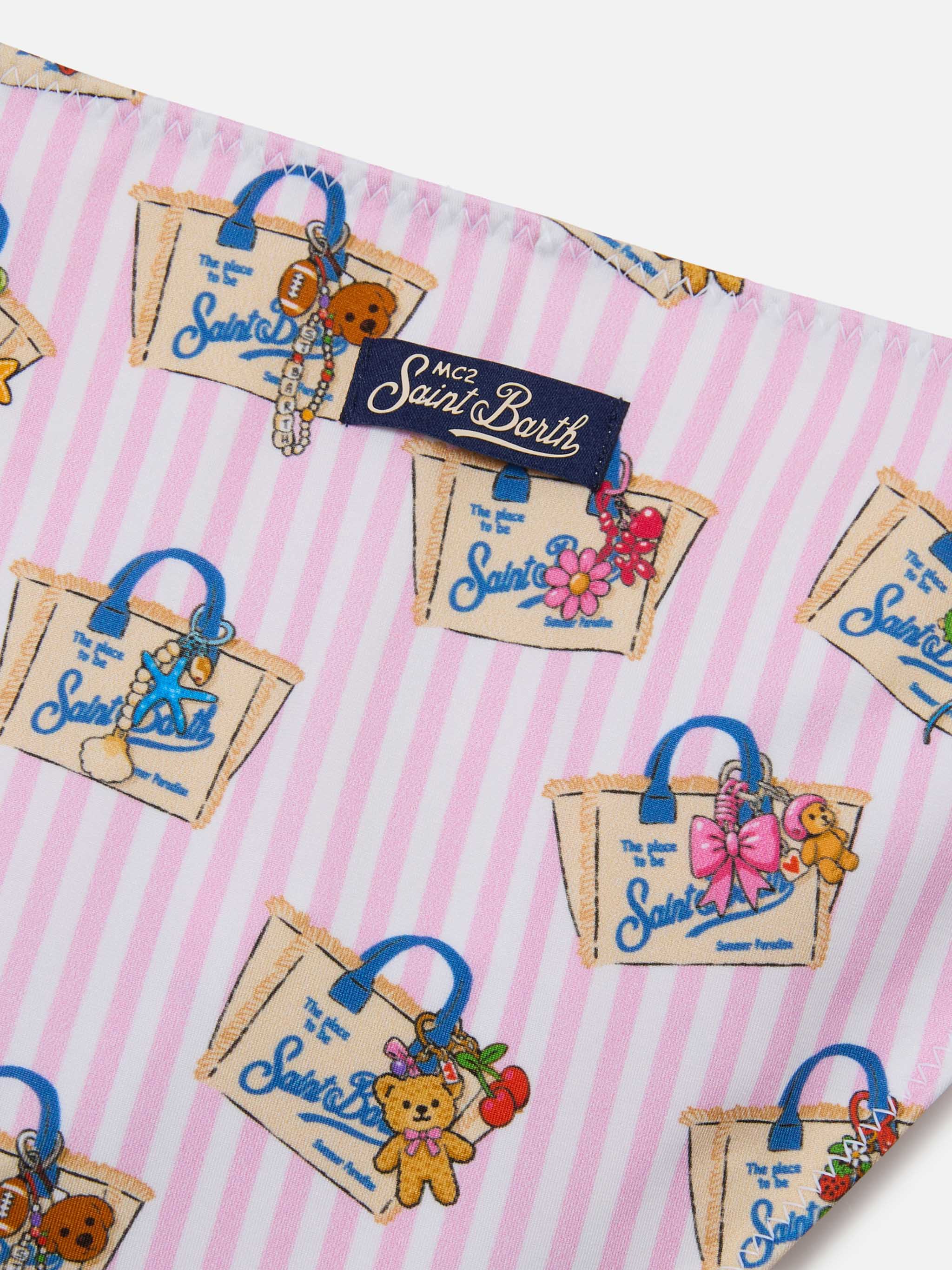 Bikini Holly a righe bianche e rosa con stampa funny all-over - Image 3