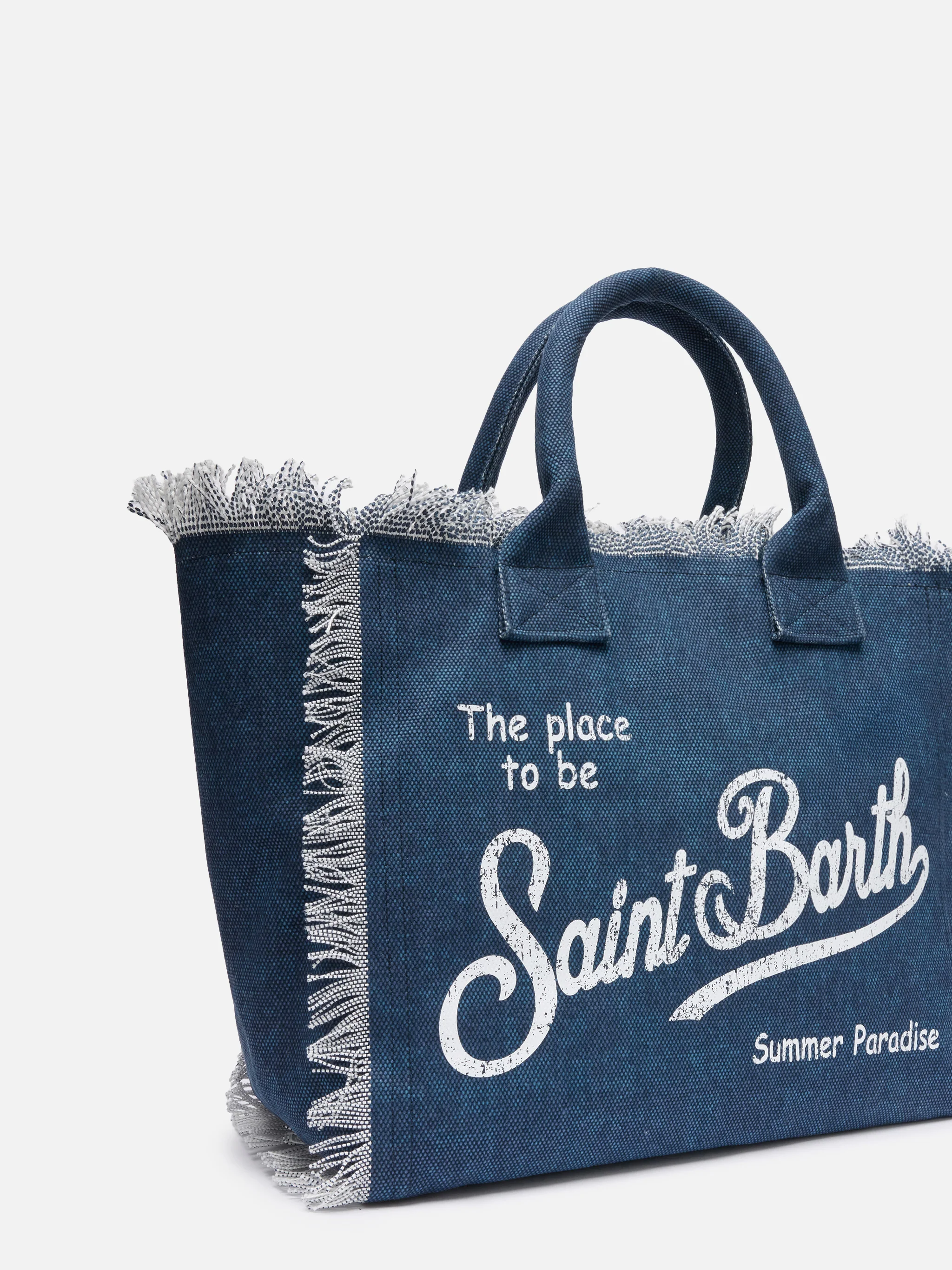 Borsa a spalla Vanity in canvas di cotone indaco - Image 3
