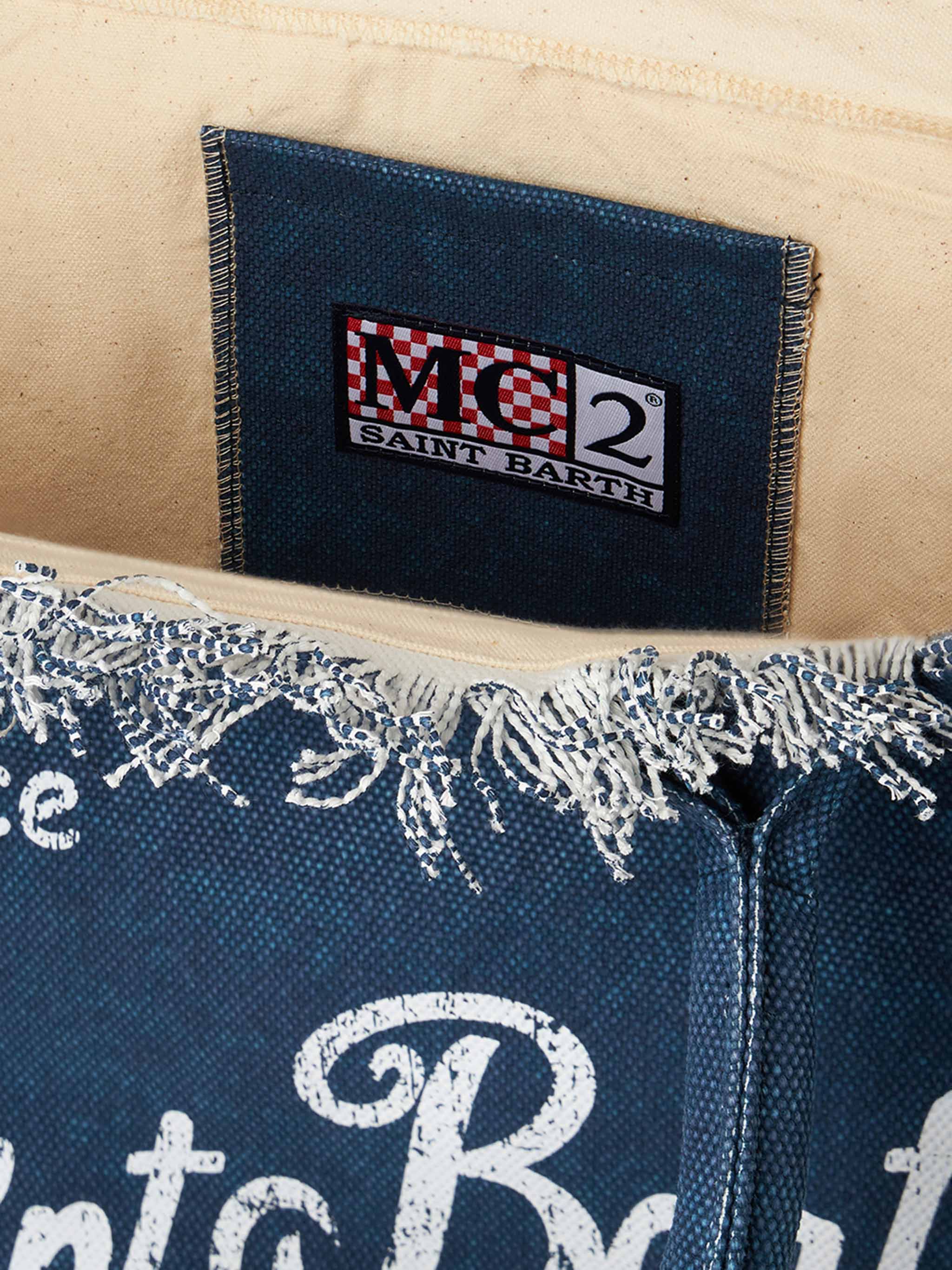 Borsa a spalla Vanity in canvas di cotone indaco - Image 4