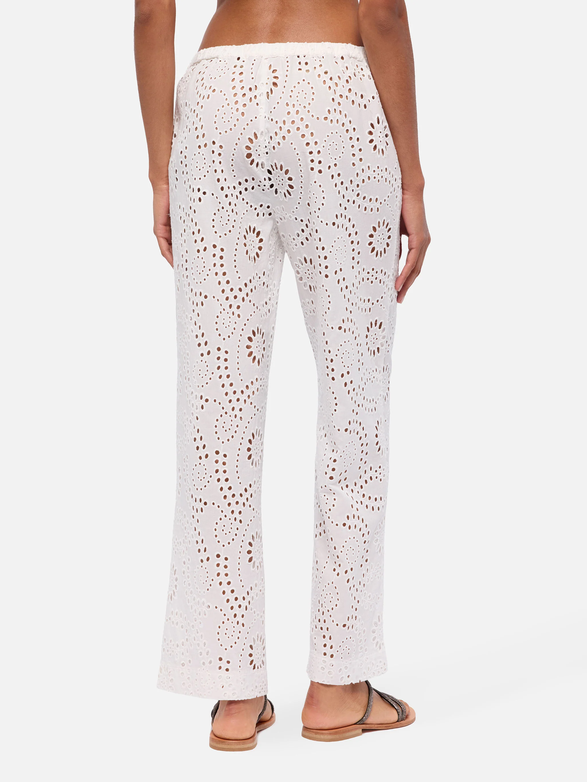 Pantaloni in Sangallo di cotone bianco Inez - Image 3