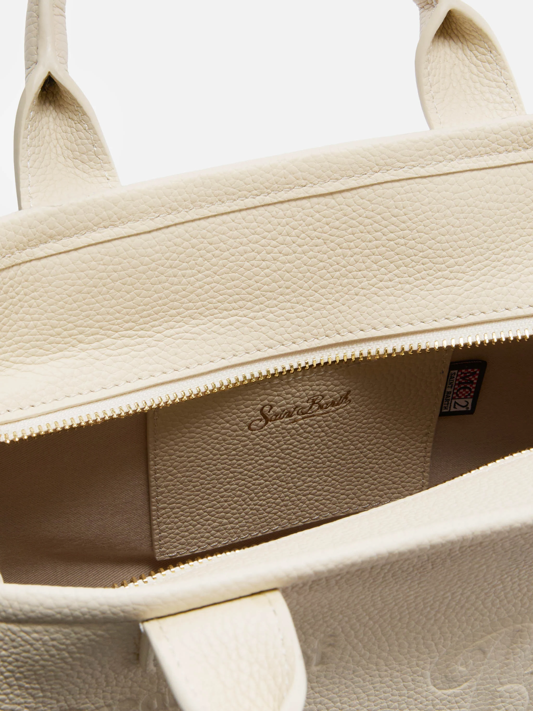 Borsa Vanity medium in pelle martellata avorio - Image 4