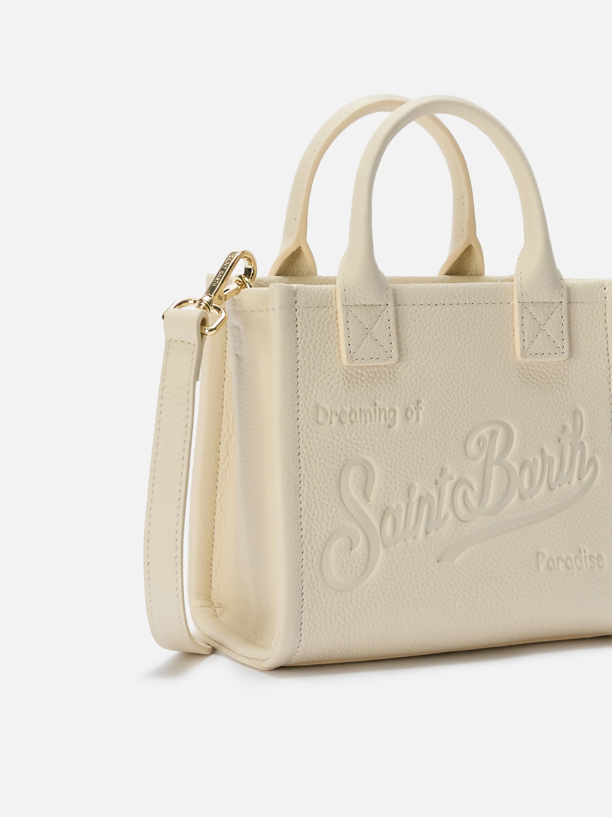Borsa Vanity mini in pelle martellata avorio - Image 2