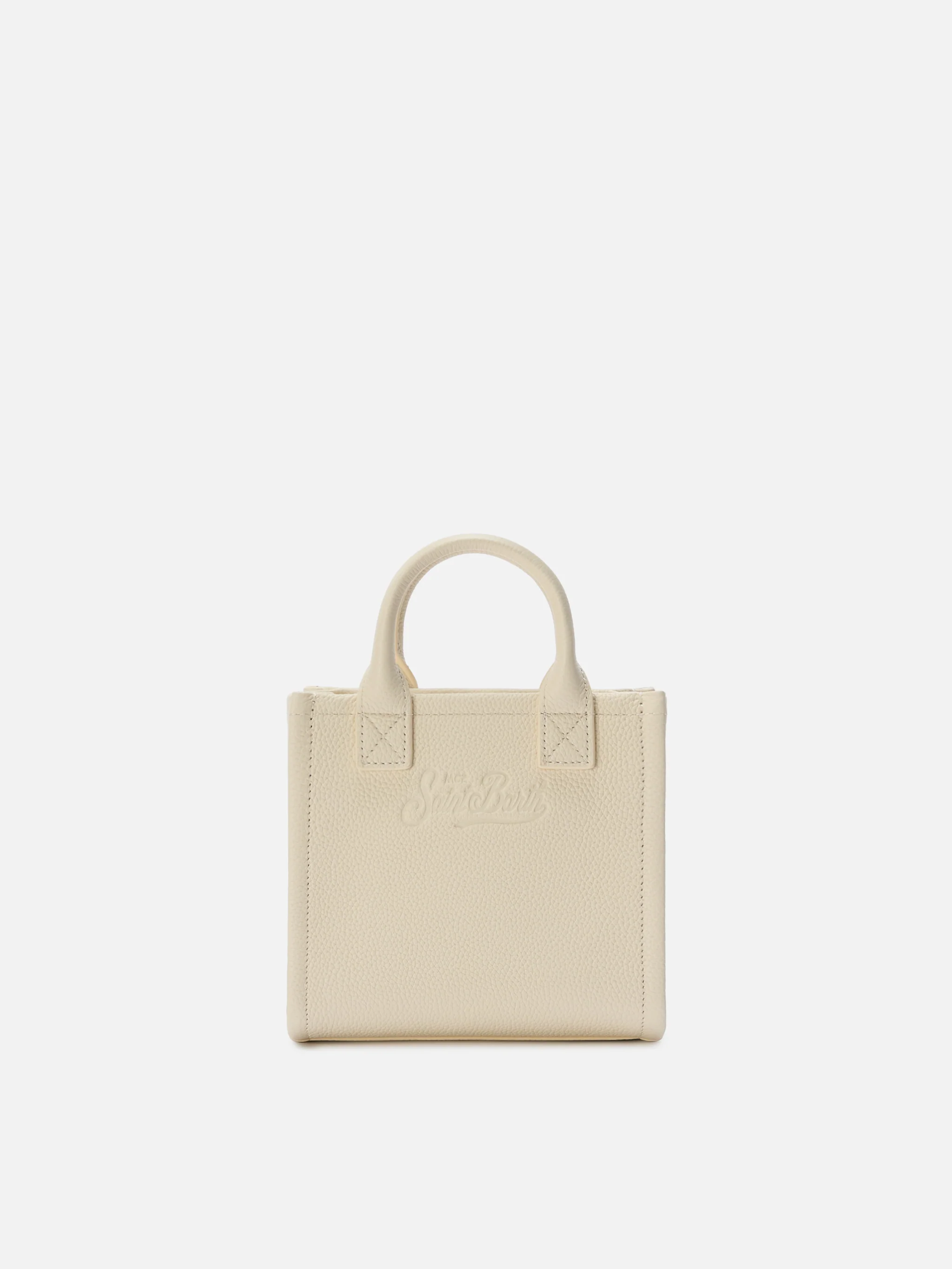 Borsa Vanity mini in pelle martellata avorio - Image 3