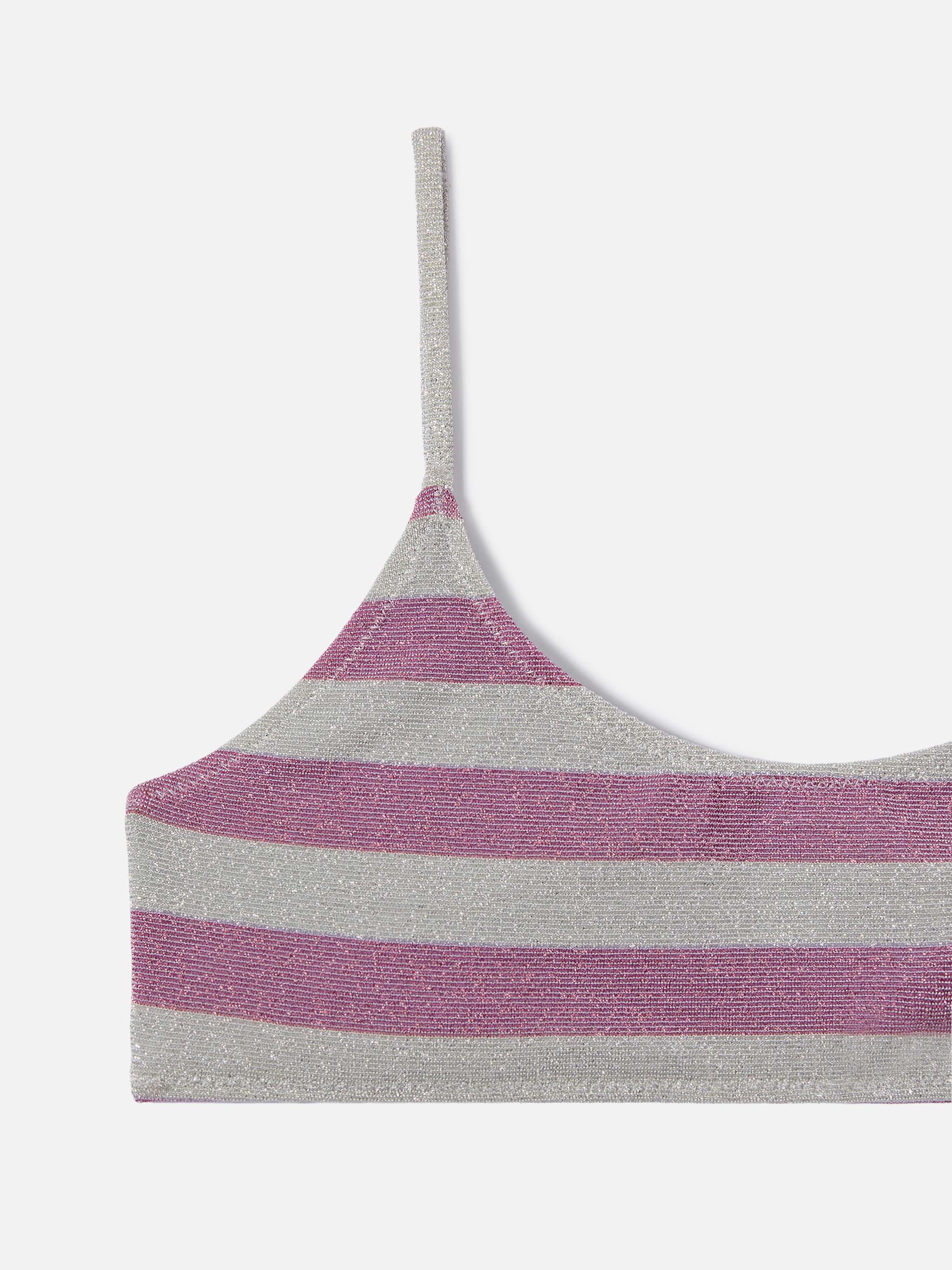 Bikini Jaiden a righe rosa e silver in maglina lurex - Image 3