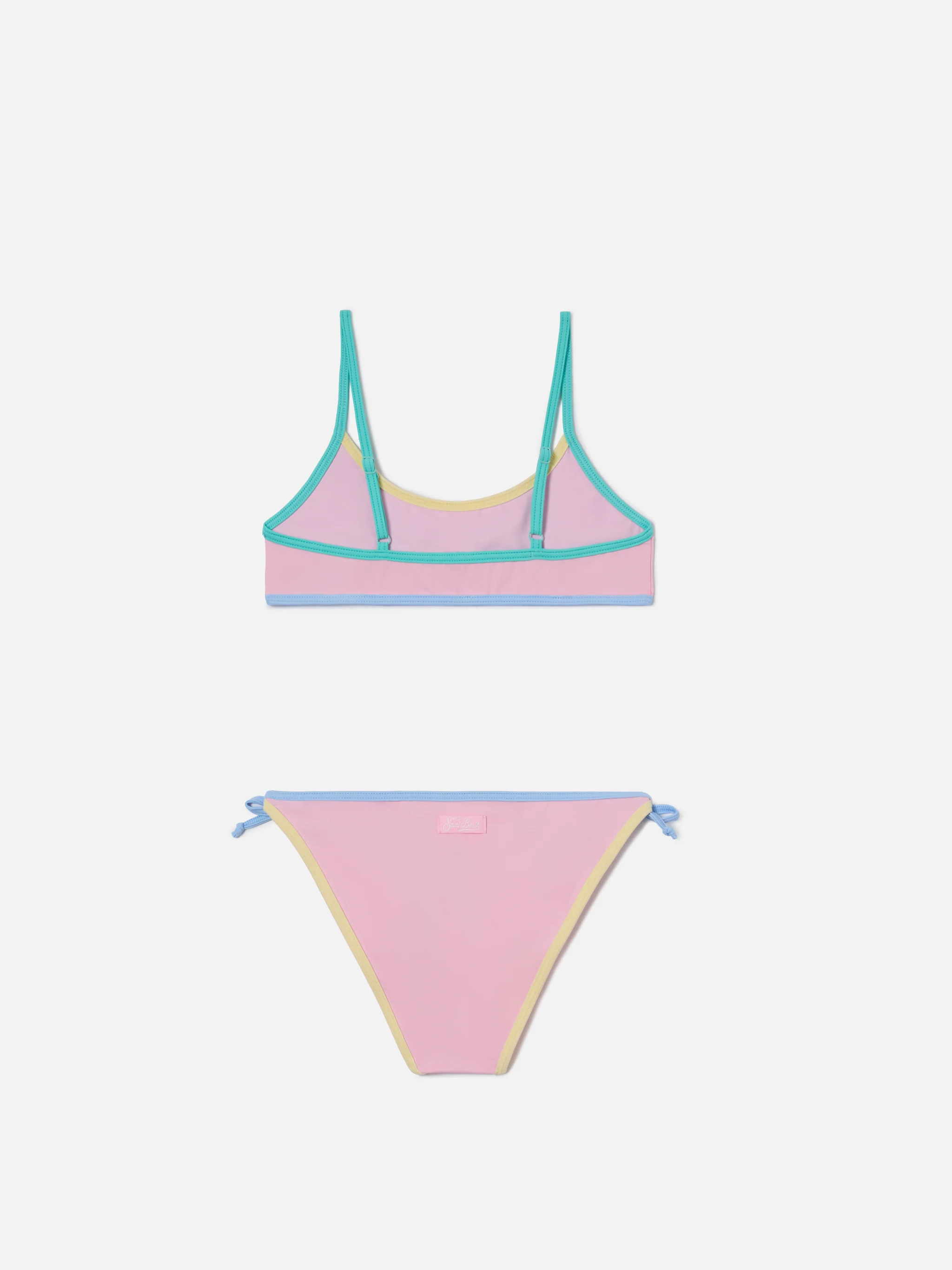 Bikini Jaiden String rosa con patch multicolor effetto spugna - Image 2