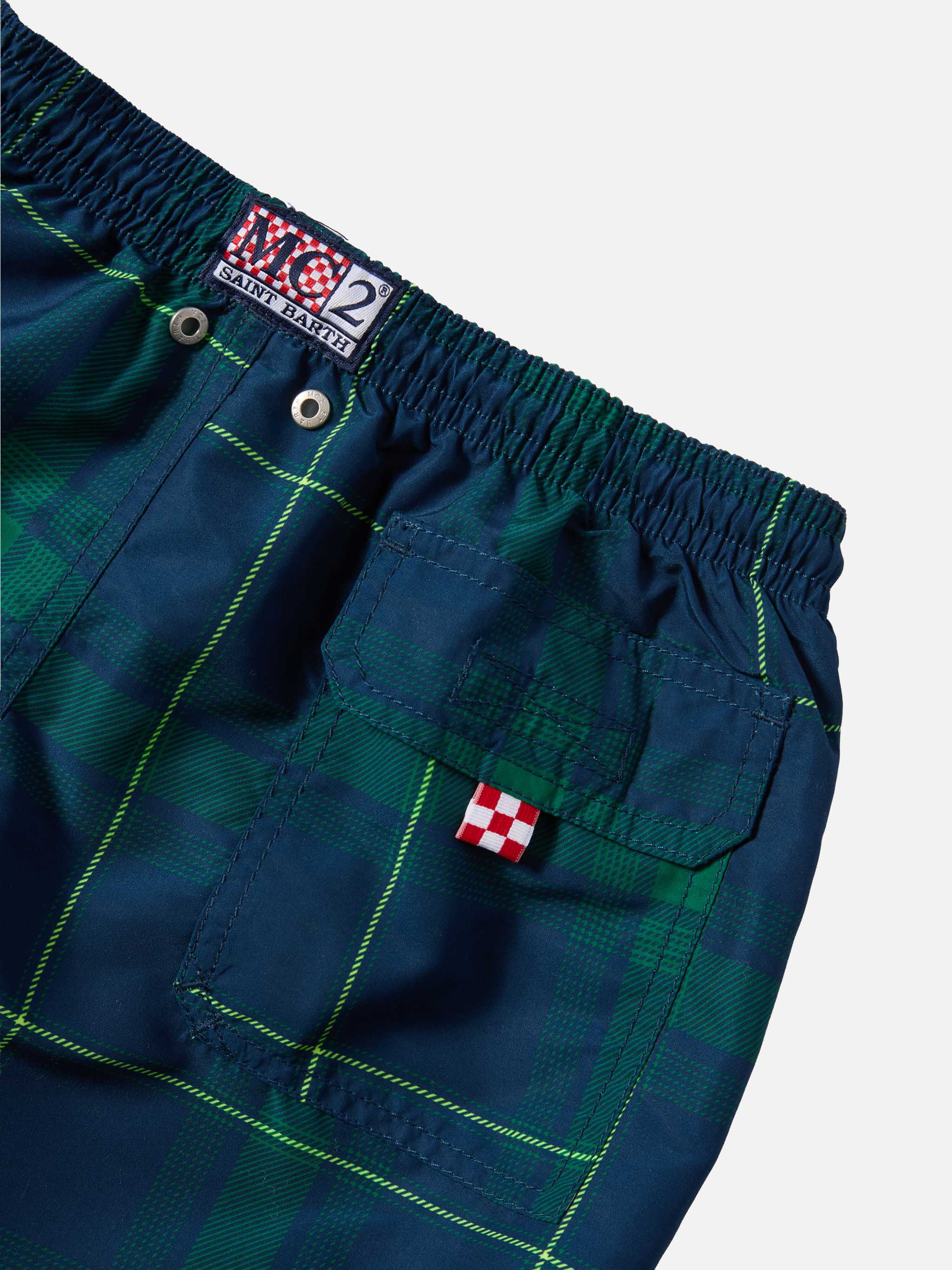 Costume mare Jean media lunghezza con stampa tartan - Image 3