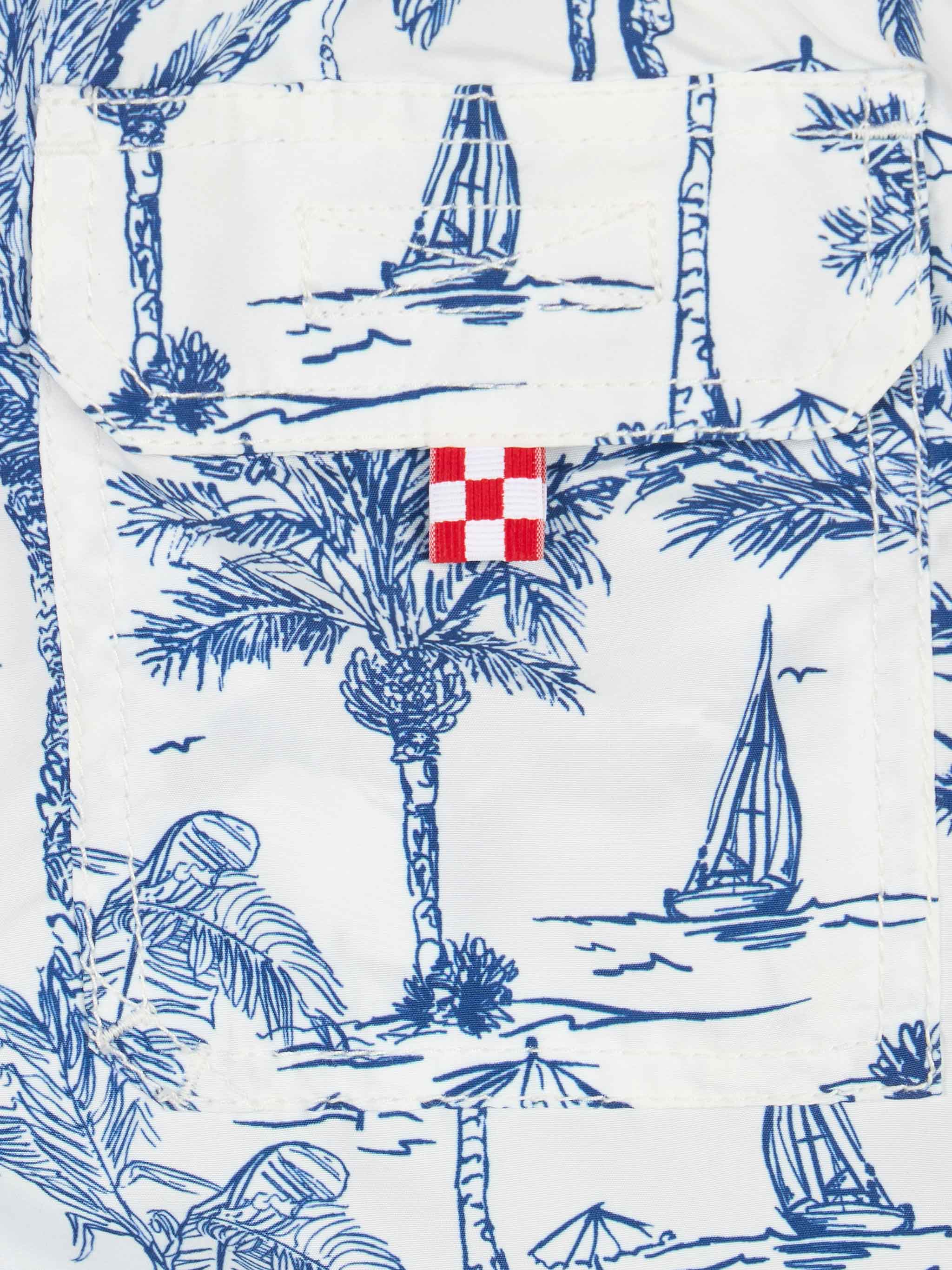 Costume mare Jean media lunghezza con stampa toile de jouy - Image 3