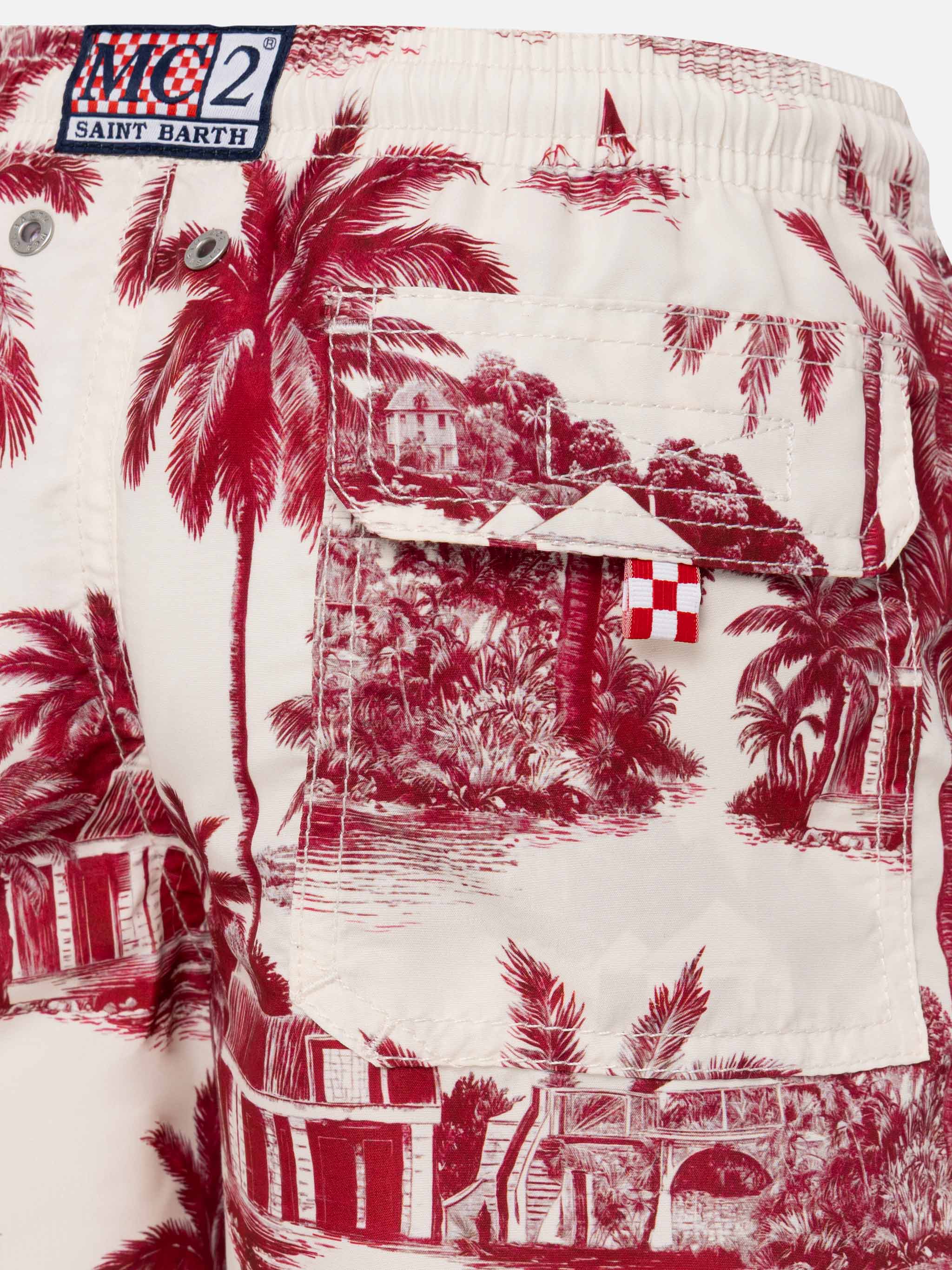 Costume mare Jean media lunghezza con stampa toile de jouy | AI CO-CREATED DESIGN BY RICKDICK - POWERED BY RED-EYE - Image 3