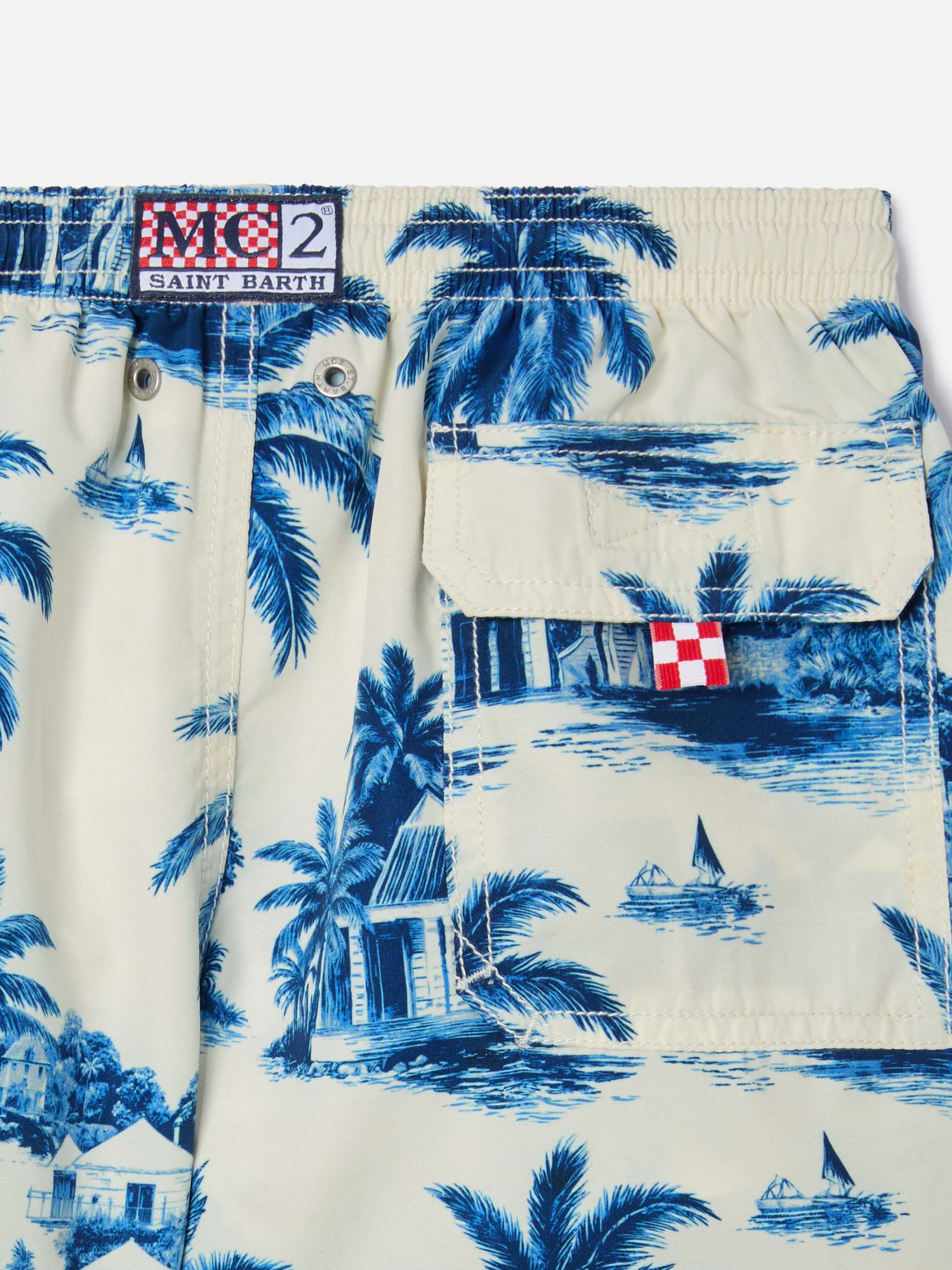 Costume Jean con stampa Toile de Jouy blu - Image 3