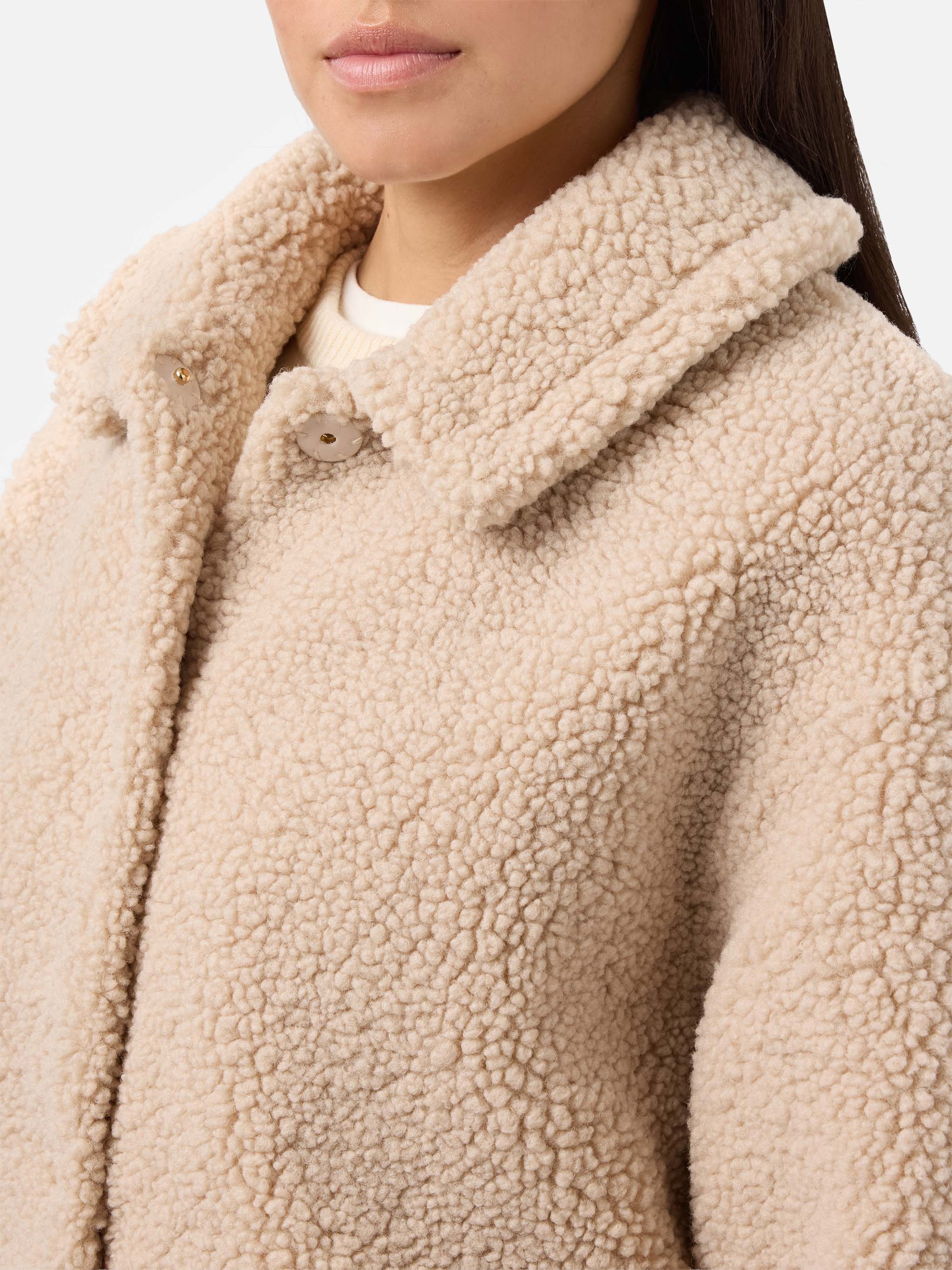 Bomber Jeanne in teddy con patch sul retro - Image 3