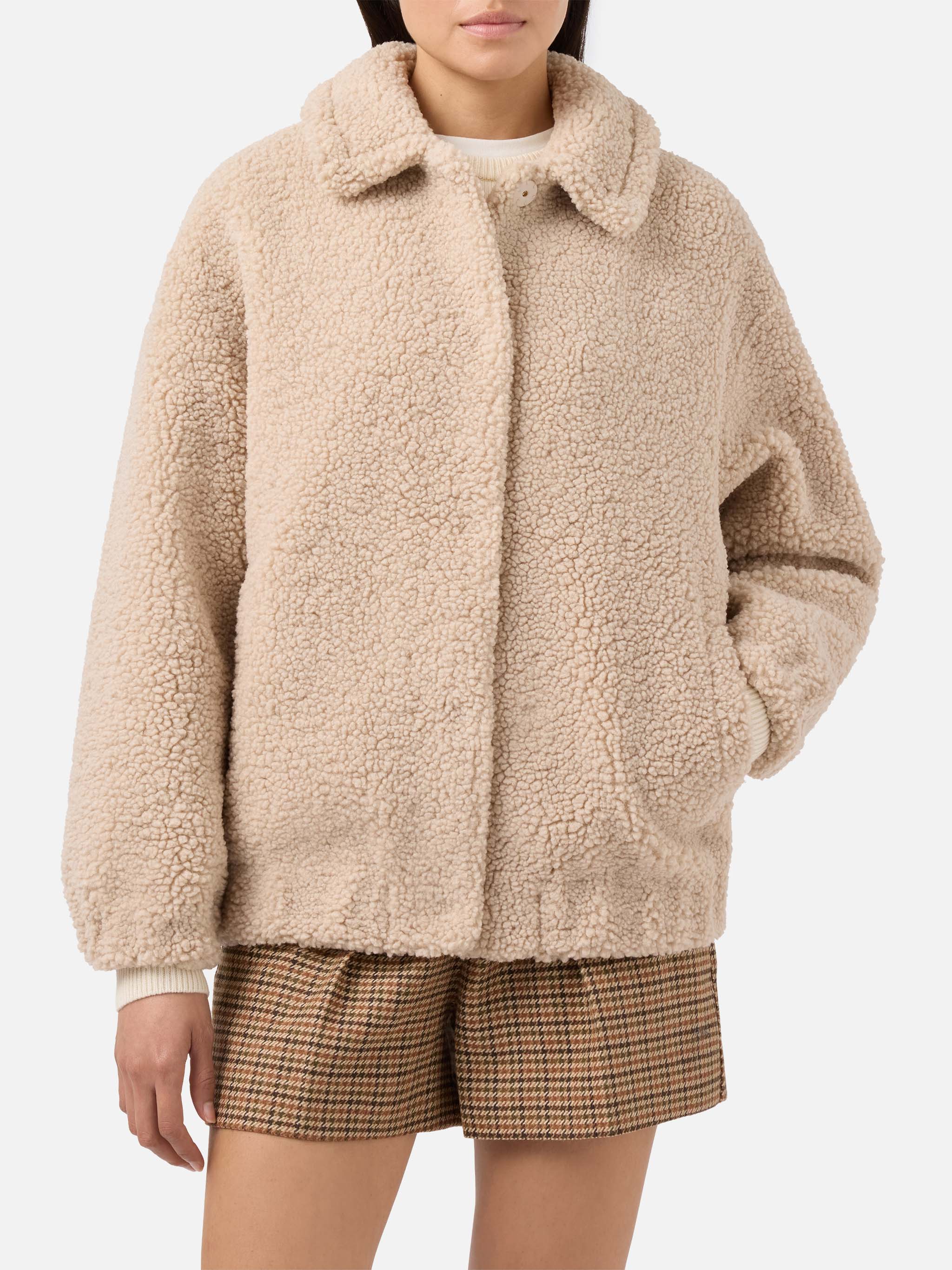 Bomber Jeanne in teddy con patch sul retro - Image 4