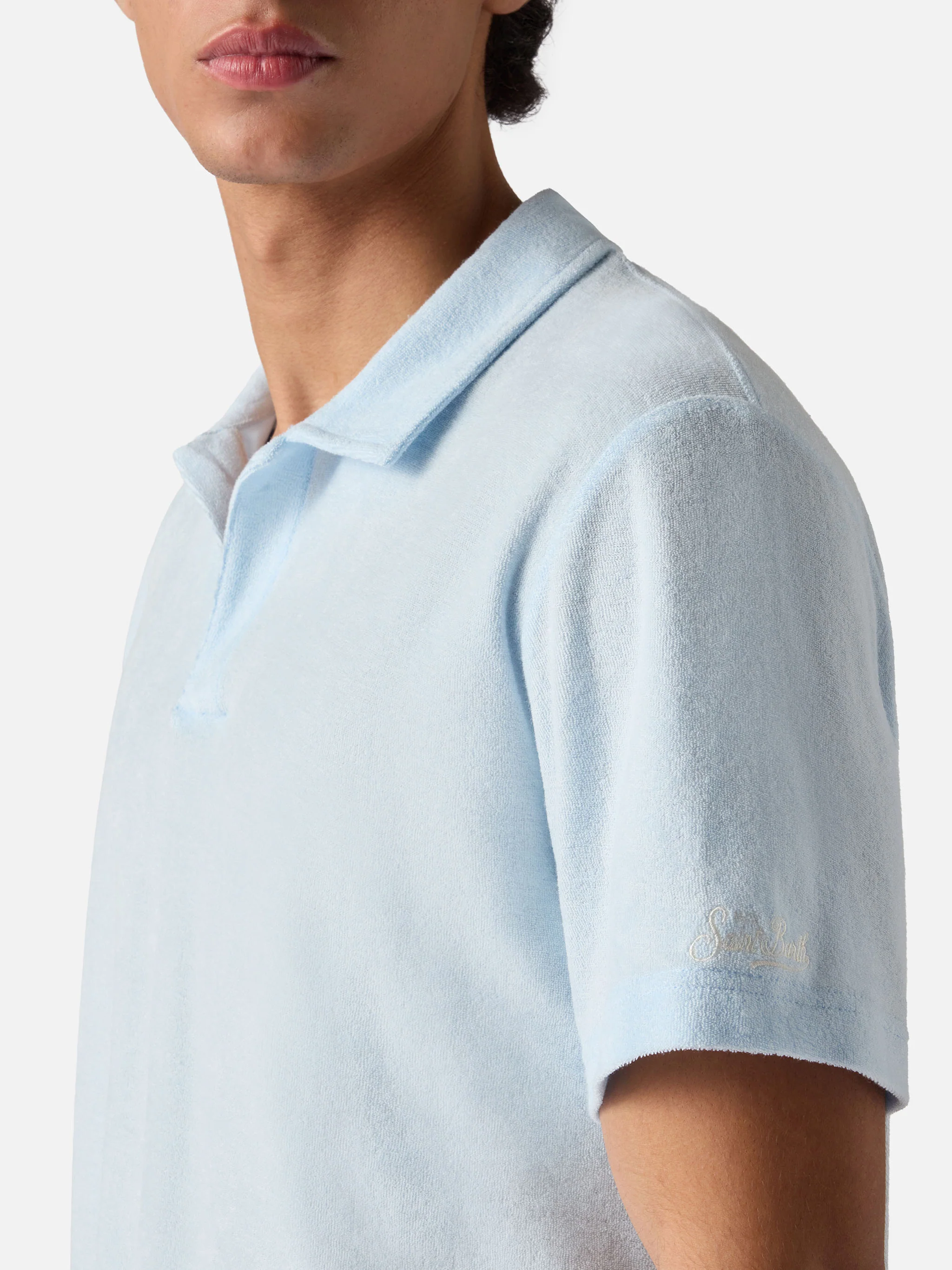 Polo Jeremy in cotone effetto spugna azzurra - Image 2