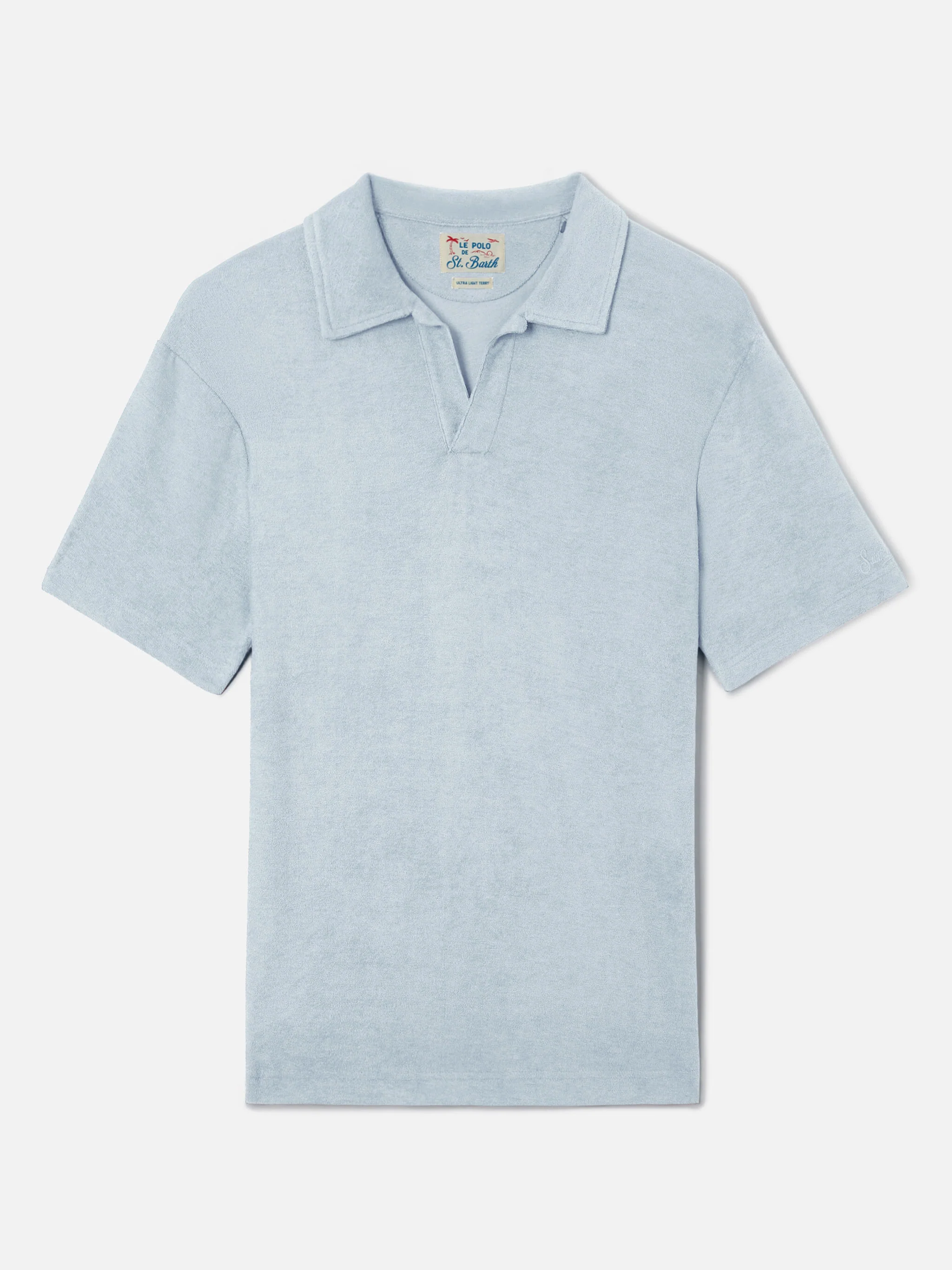 Polo Jeremy in cotone effetto spugna azzurra - Image 4