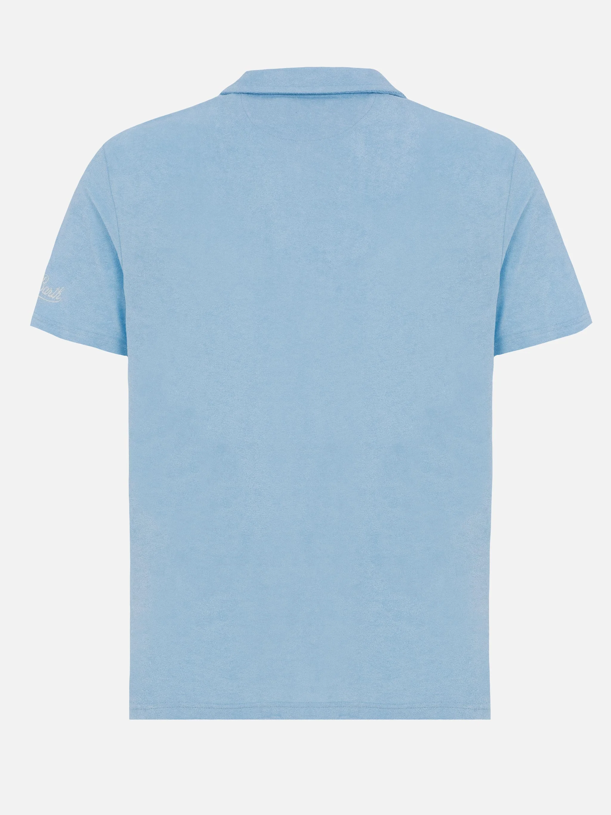 Polo Jeremy in spugna azzurro chiaro senza bottoni - Image 6