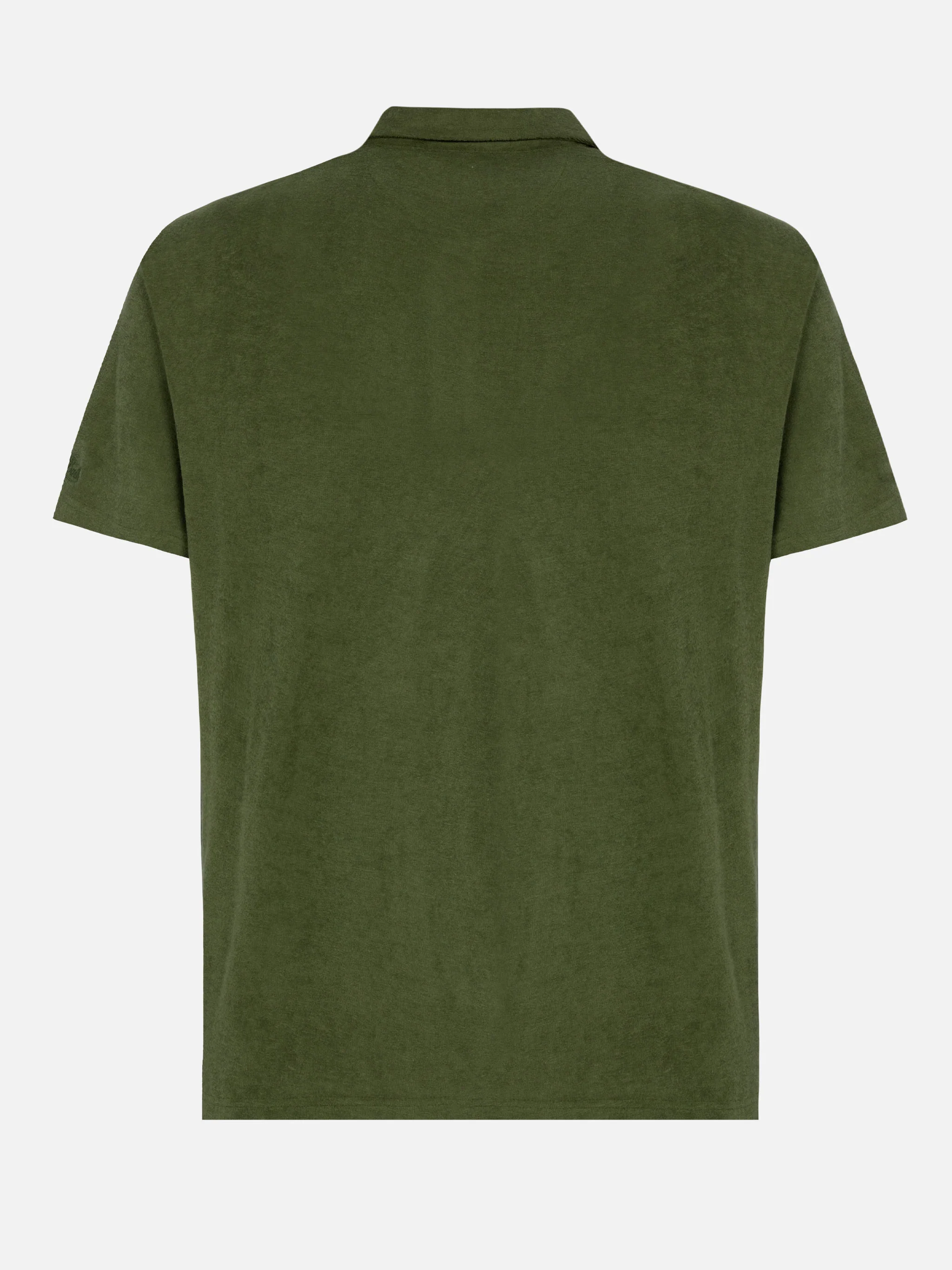 Polo Jeremy in spugna verde militare senza bottoni - Image 5