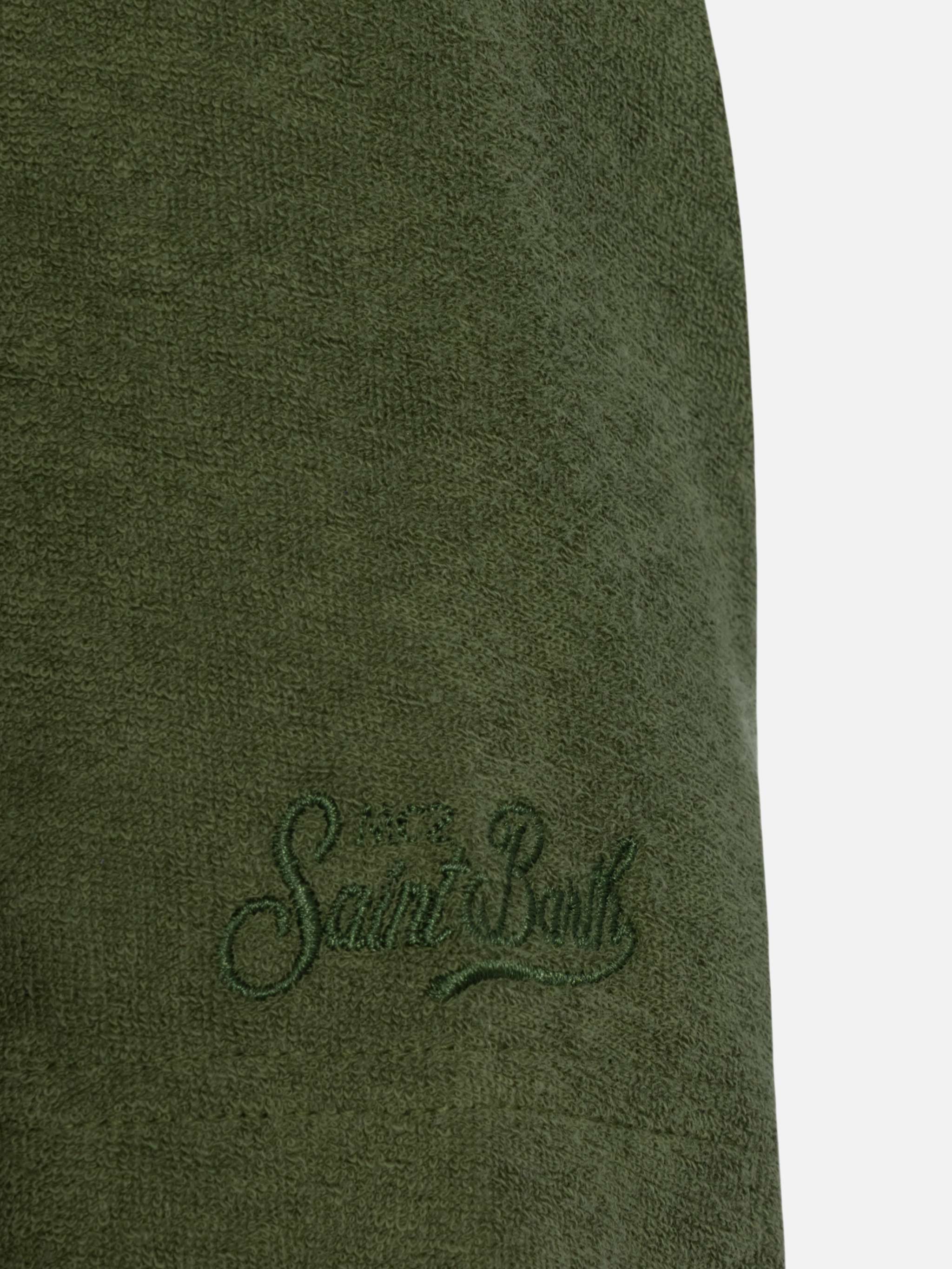 Polo Jeremy in spugna verde militare senza bottoni - Image 7