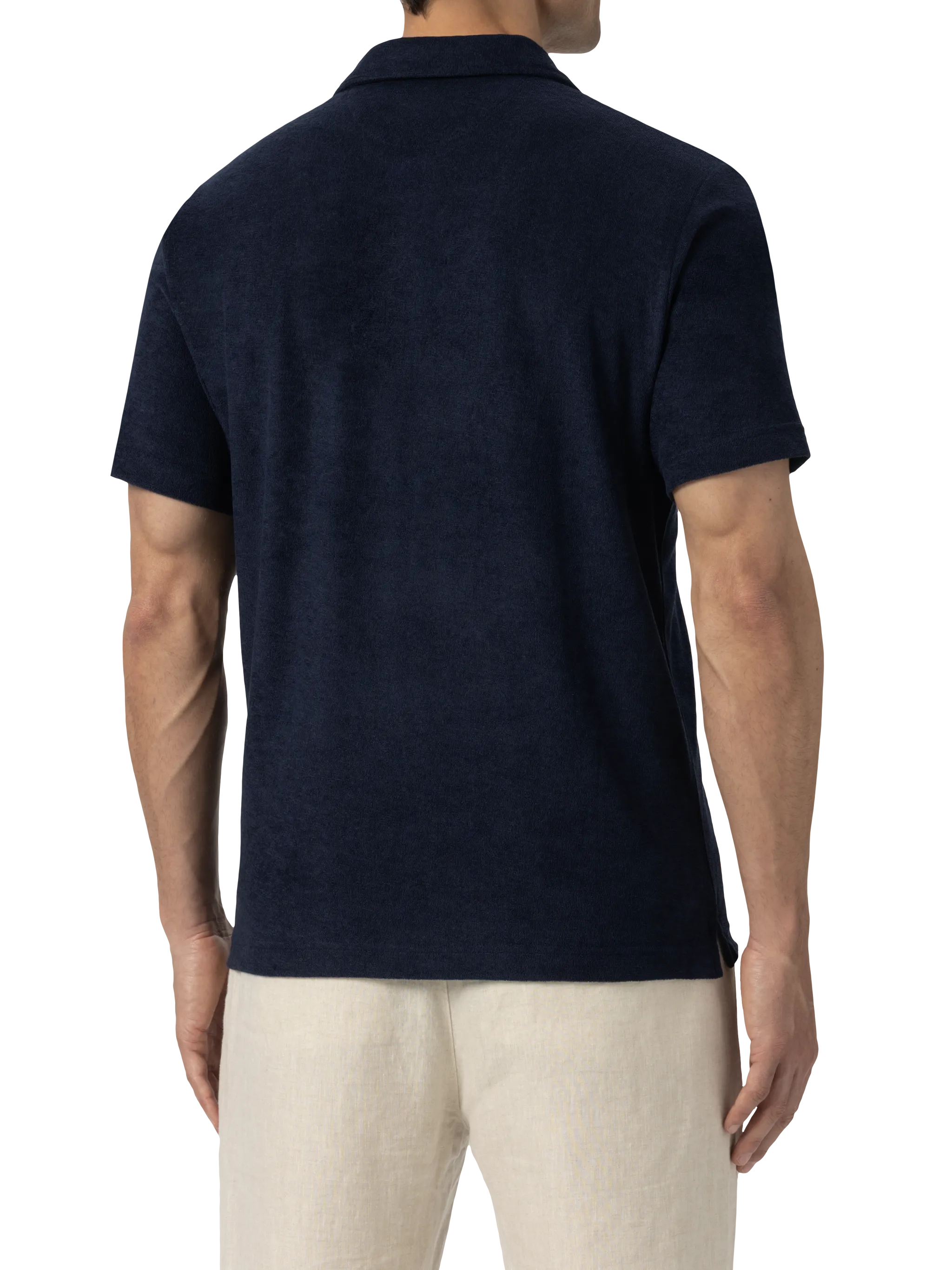 Polo Jeremy in spugna blu navy senza bottoni - Image 2