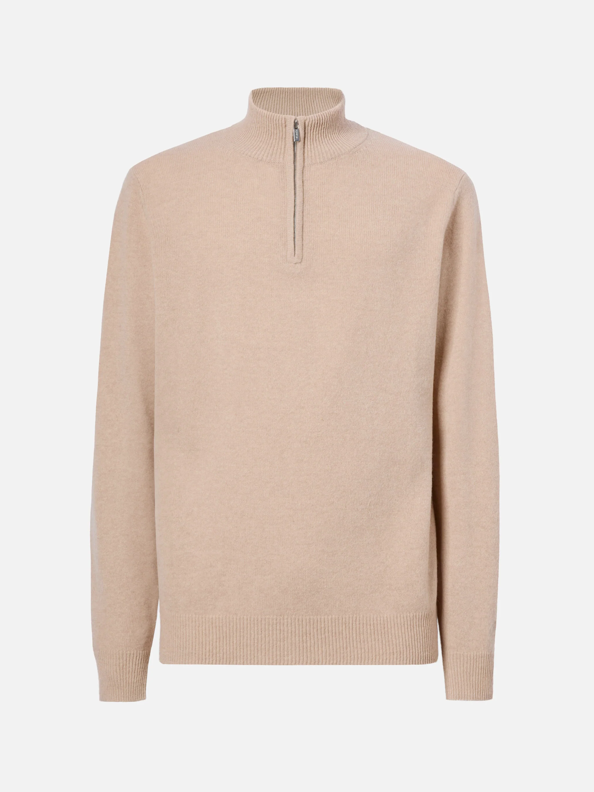 Pullover a mezza zip Jermyn in 100% lambswool beige - Image 5