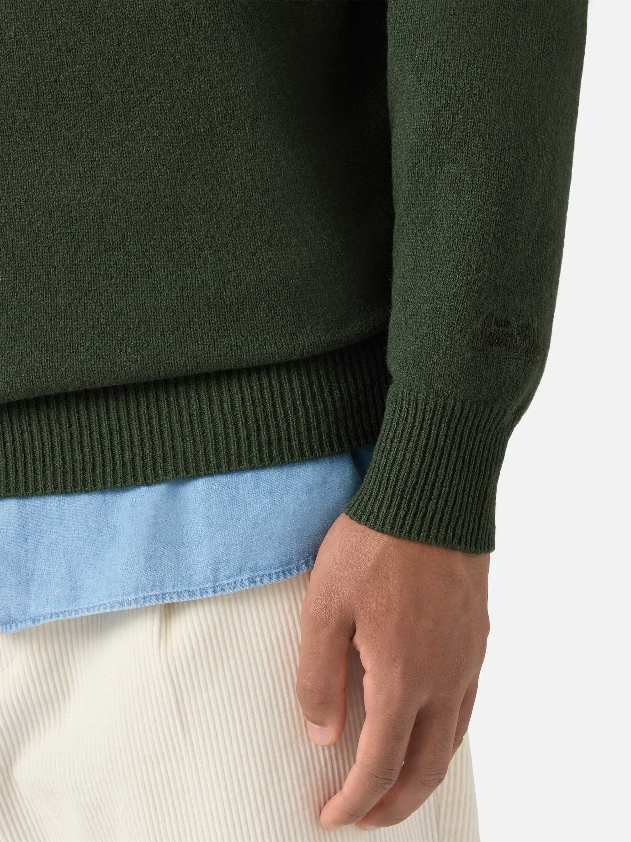 Pullover a mezza zip Jermyn in 100% lambswool verde muschio - Image 4