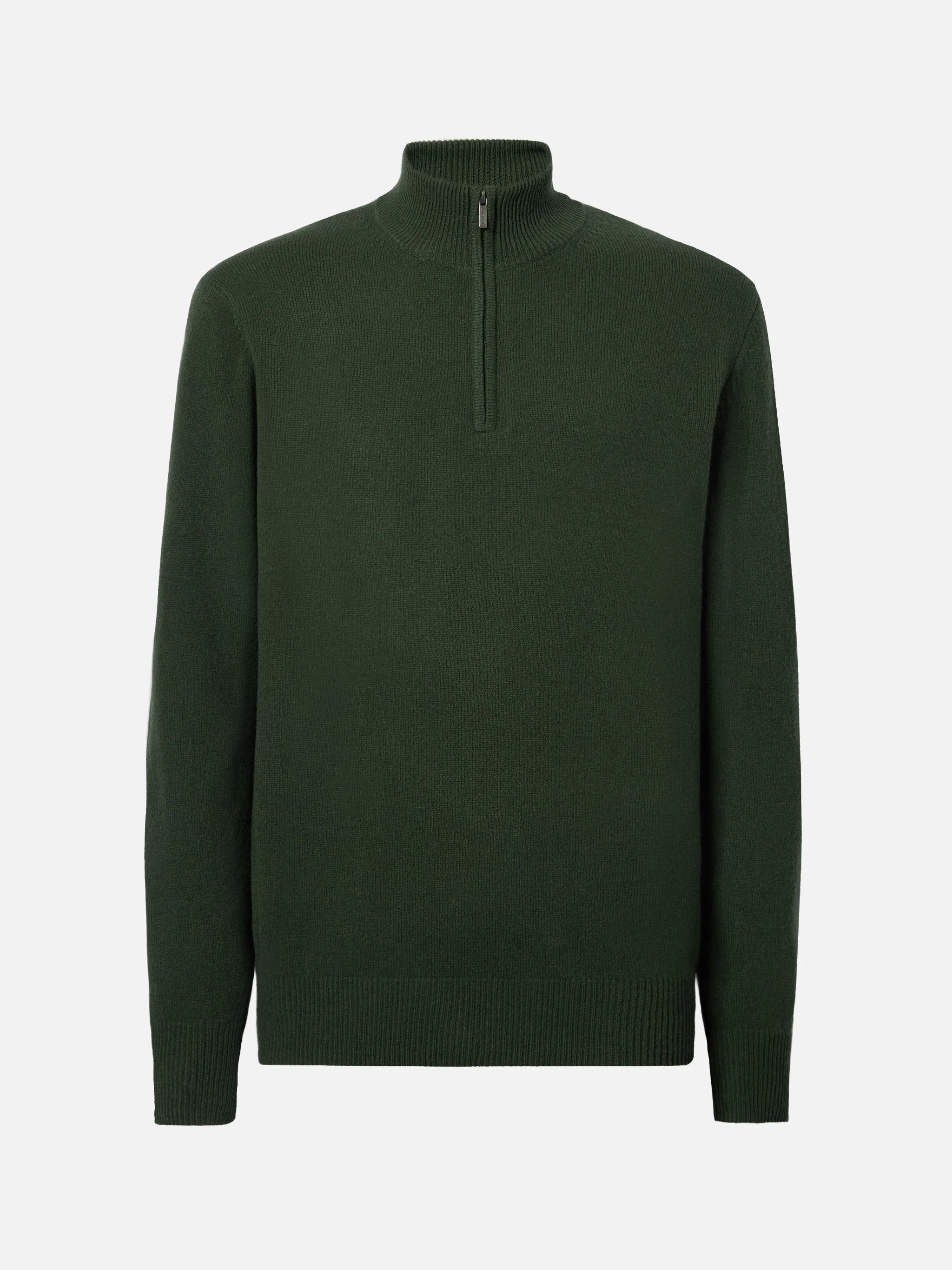 Pullover a mezza zip Jermyn in 100% lambswool verde muschio - Image 5