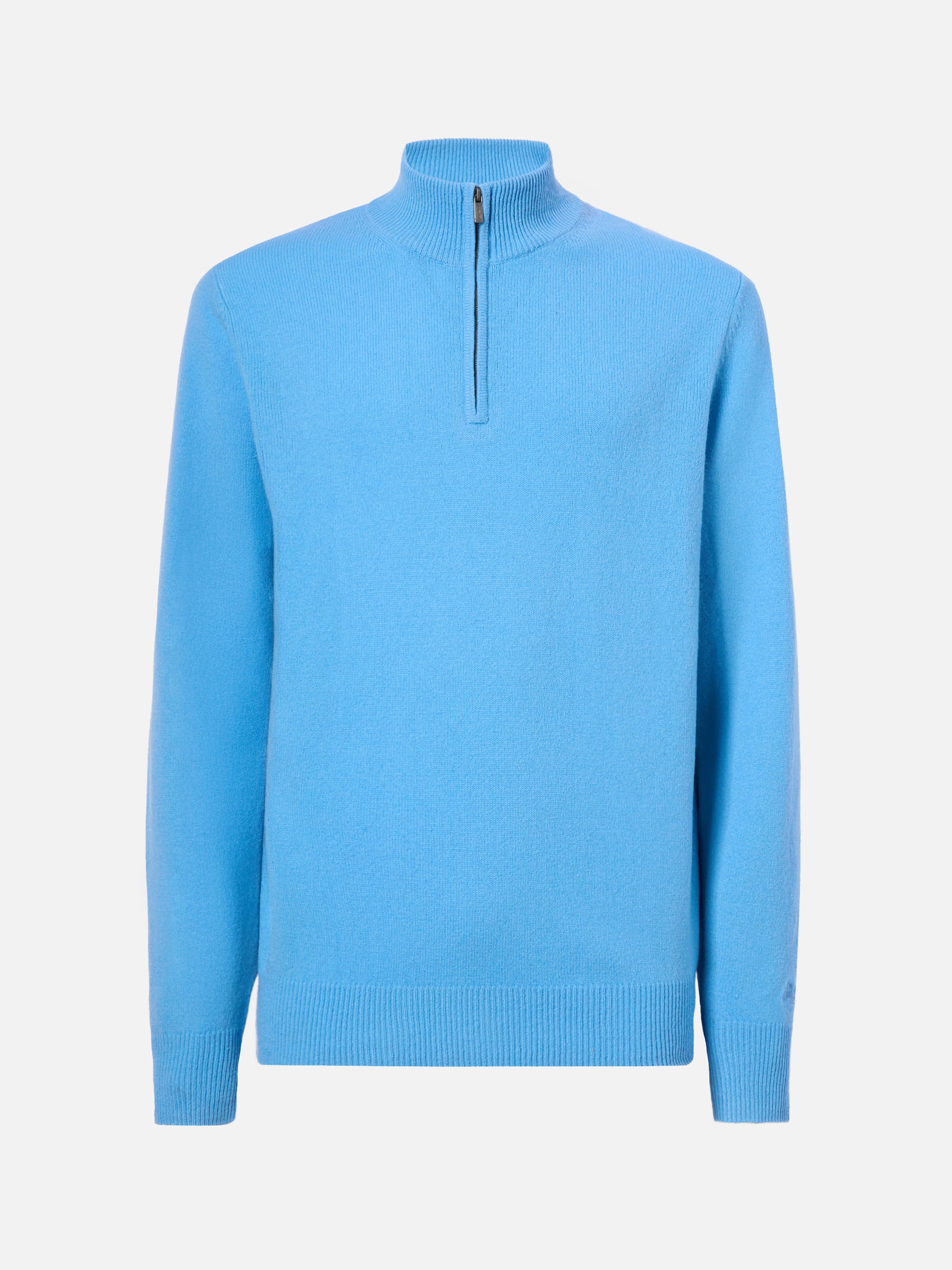 Pullover a mezza zip Jermyn in 100% lambswool azzurro polvere - Image 5