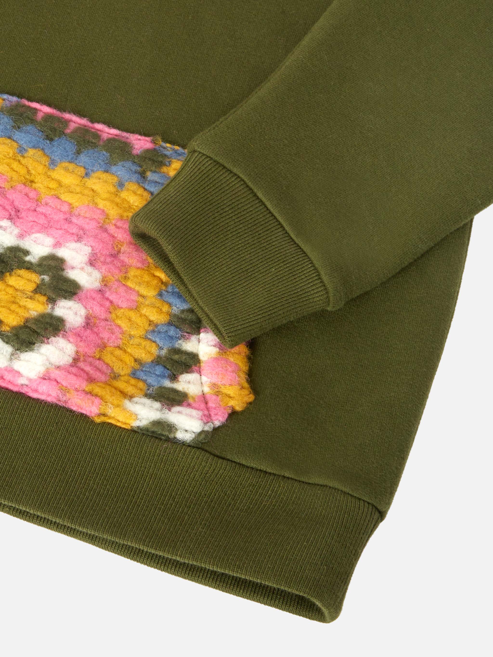 Felpa con cappuccio Jeune Jr verde con motivo crochet - Image 4