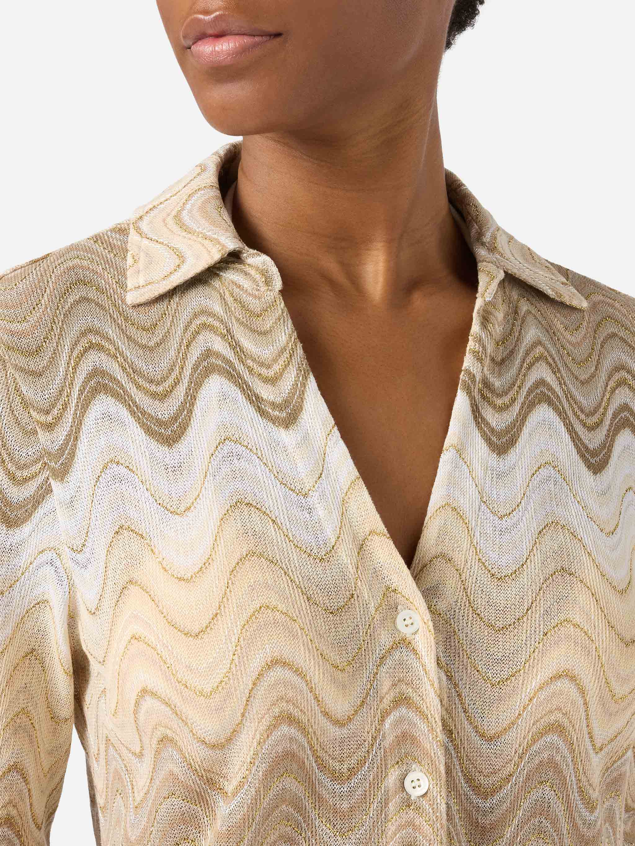 Camicia Joys in raschel degradé con motivo a onde - Image 4