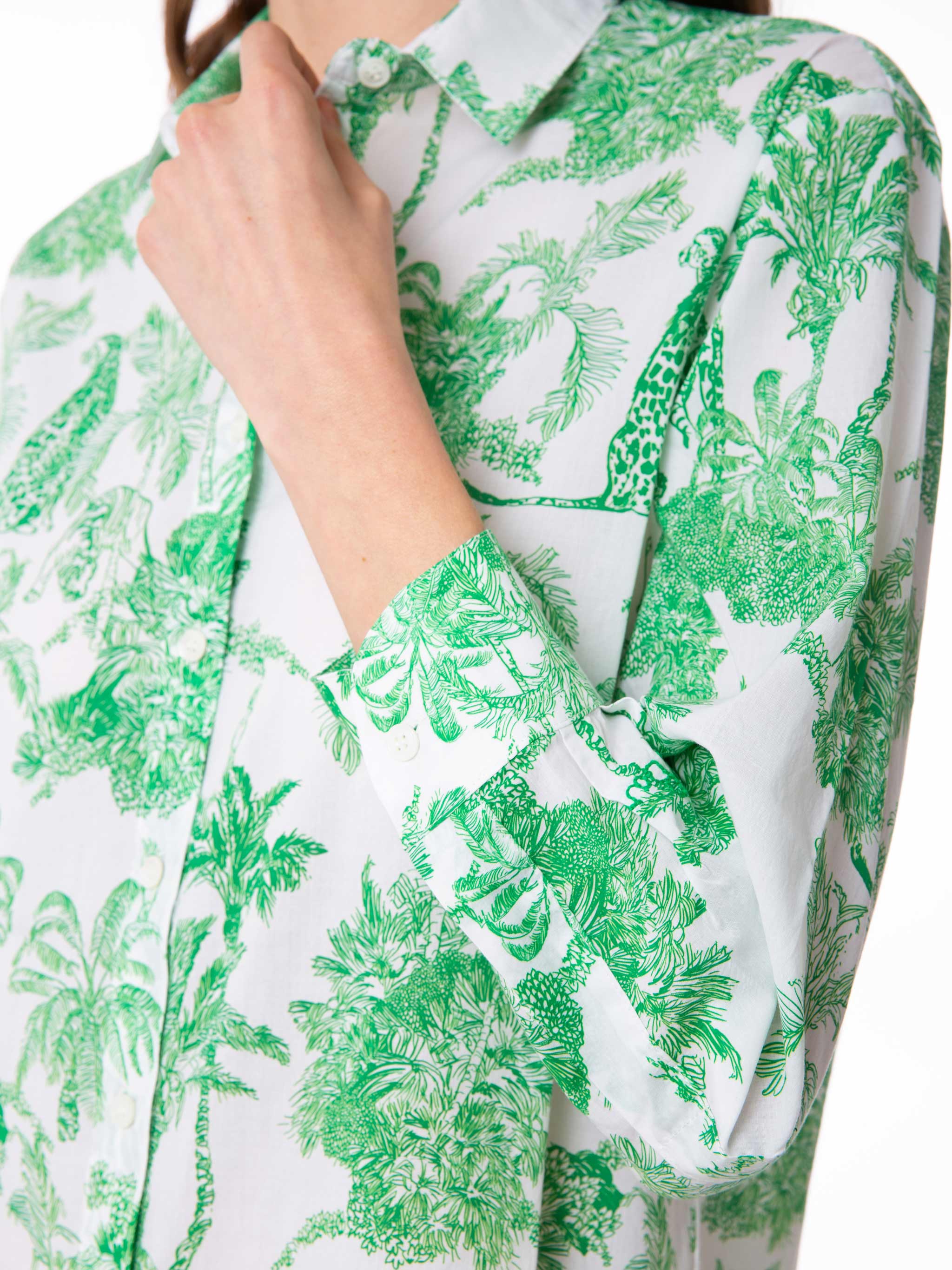 Camicia Brigitte in cotone stampa toile de jouy verde - Image 3