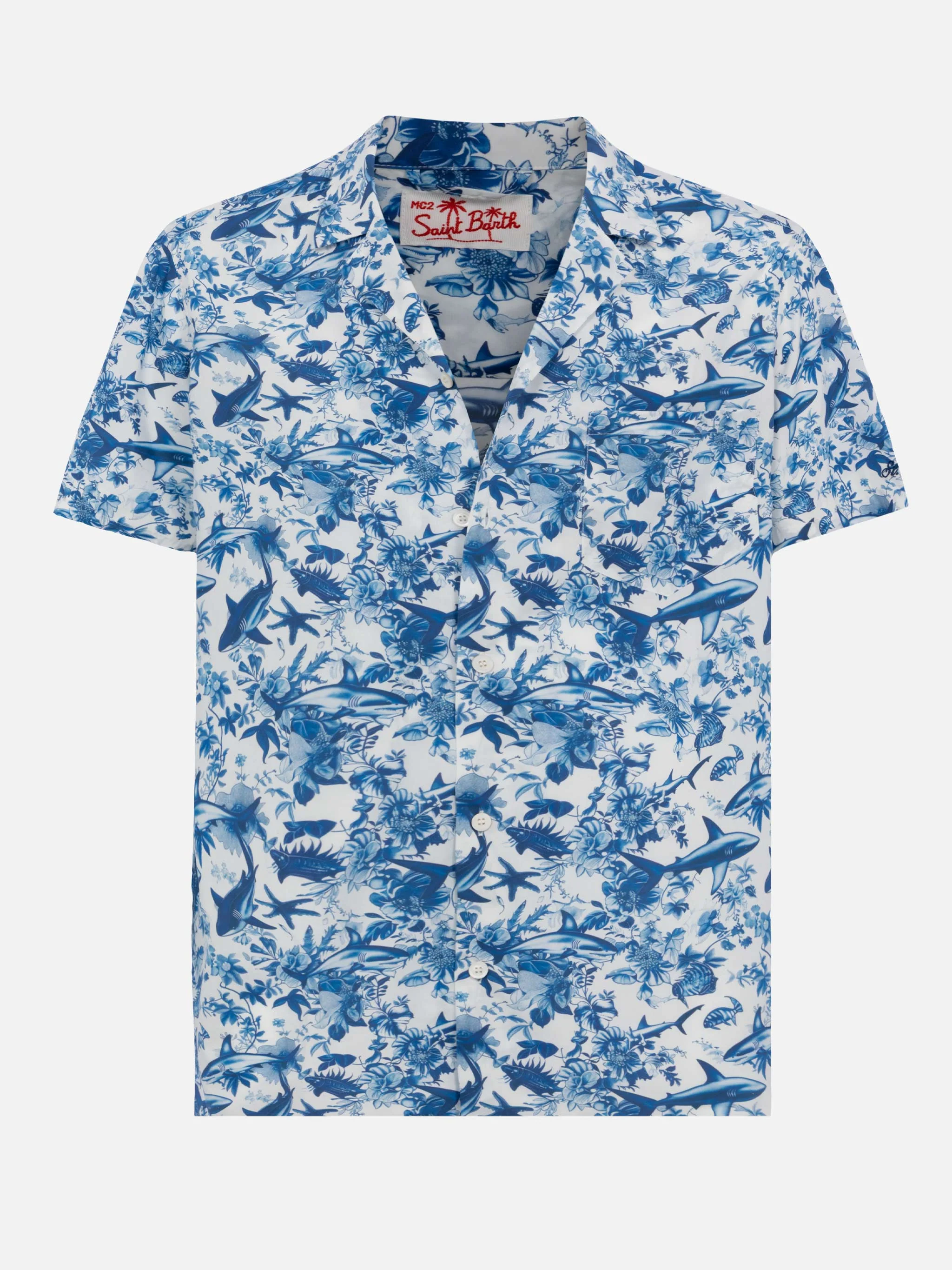 Camicia Kalea in cotone con stampa squalo | AI CO-CREATED DESIGN BY RICKDICK - POWERED BY RED-EYE - Image 4