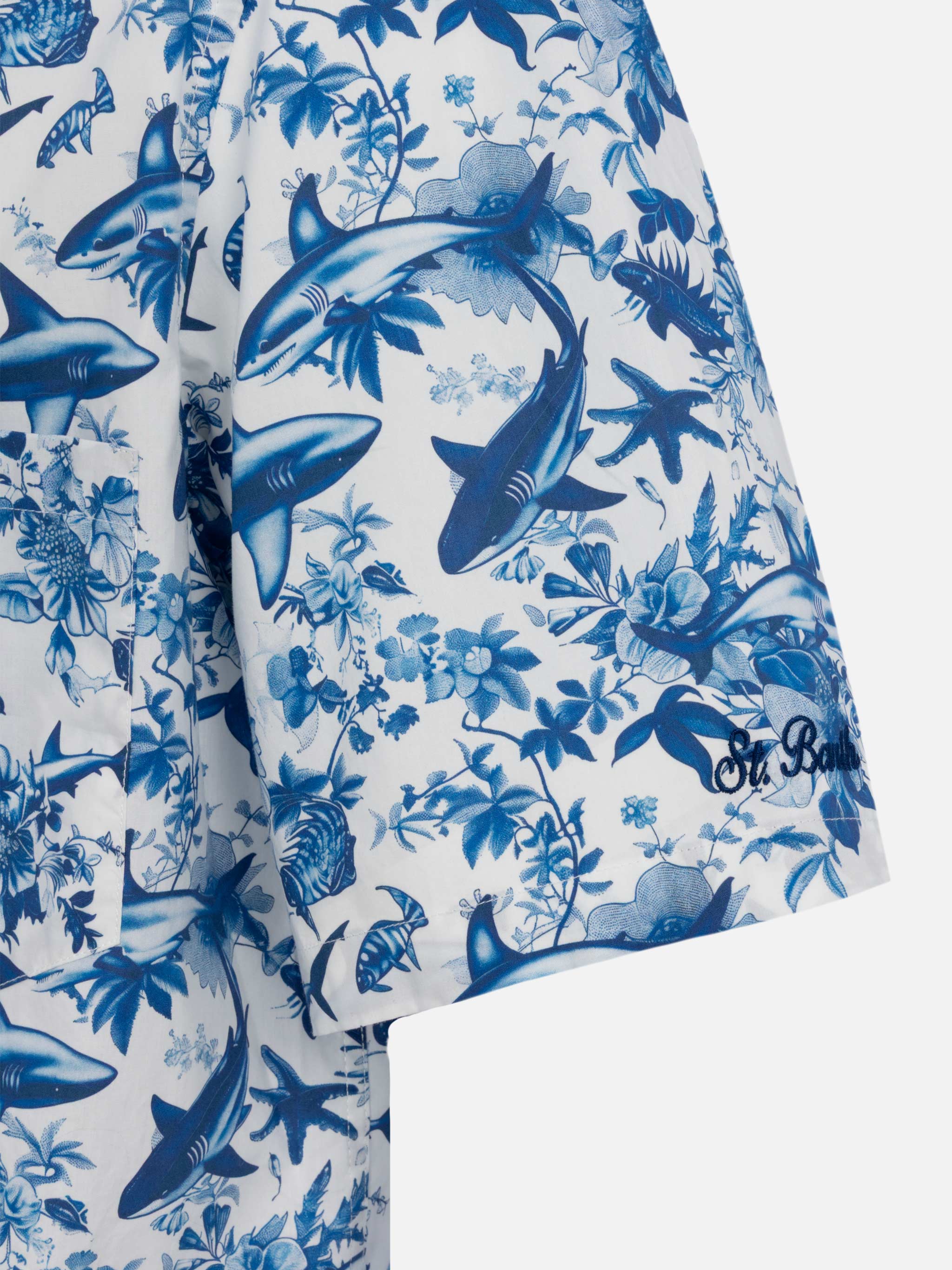 Camicia Kalea in cotone con stampa squalo | AI CO-CREATED DESIGN BY RICKDICK - POWERED BY RED-EYE - Image 6