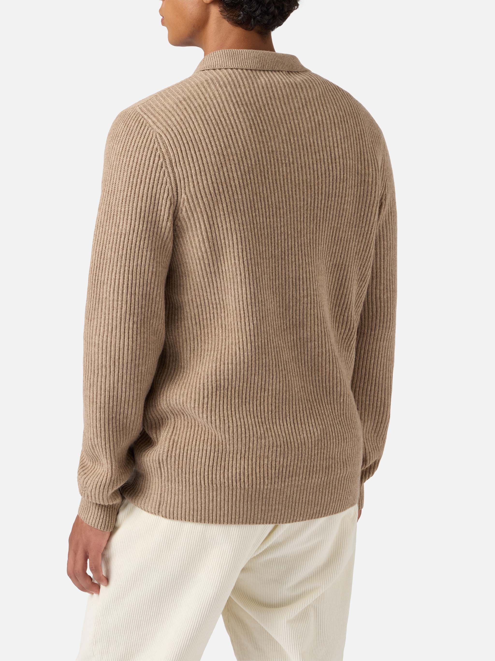 Polo in maglia Downing in 100% LANA kaki - Image 3