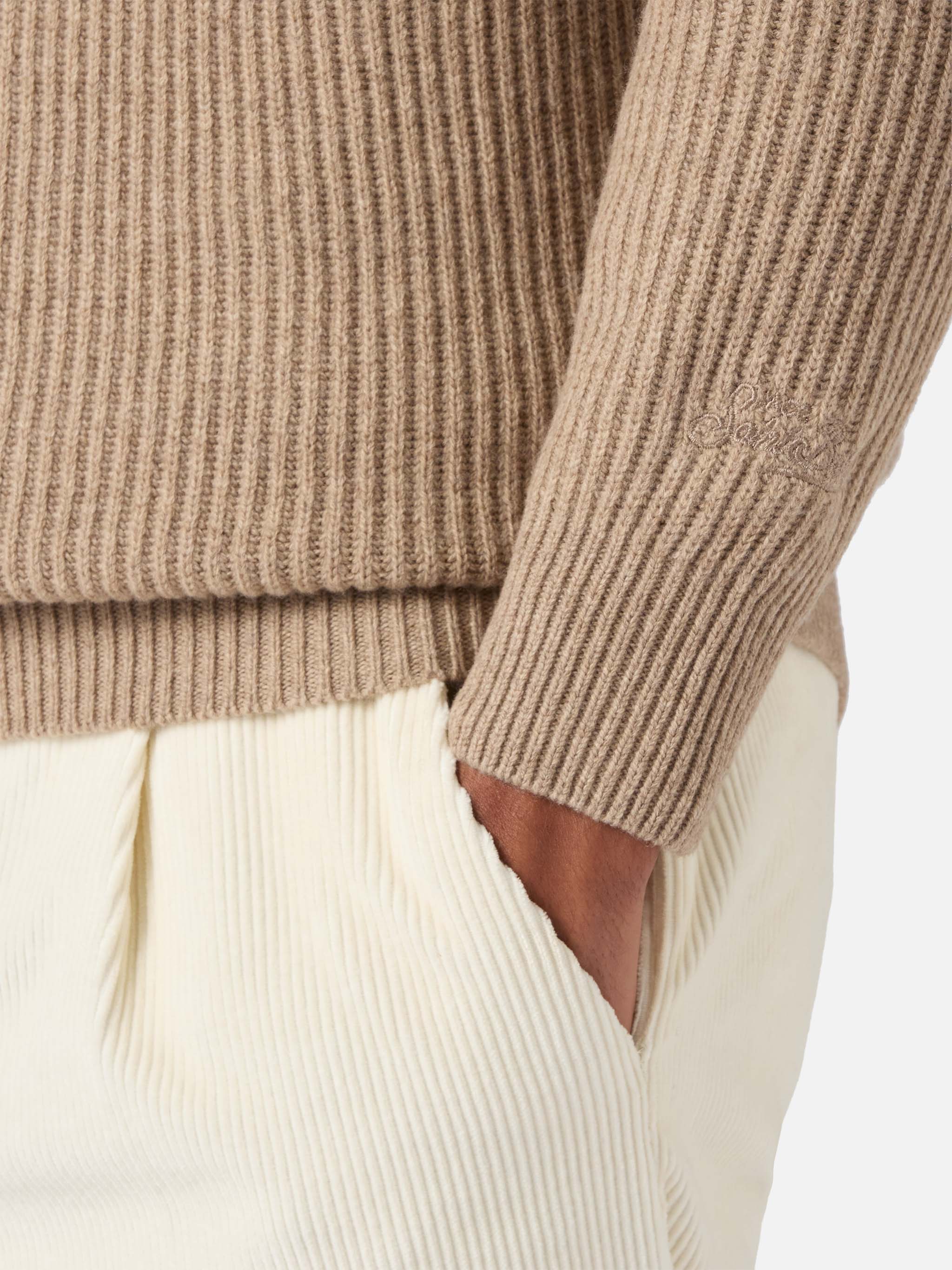 Polo in maglia Downing in 100% LANA kaki - Image 4