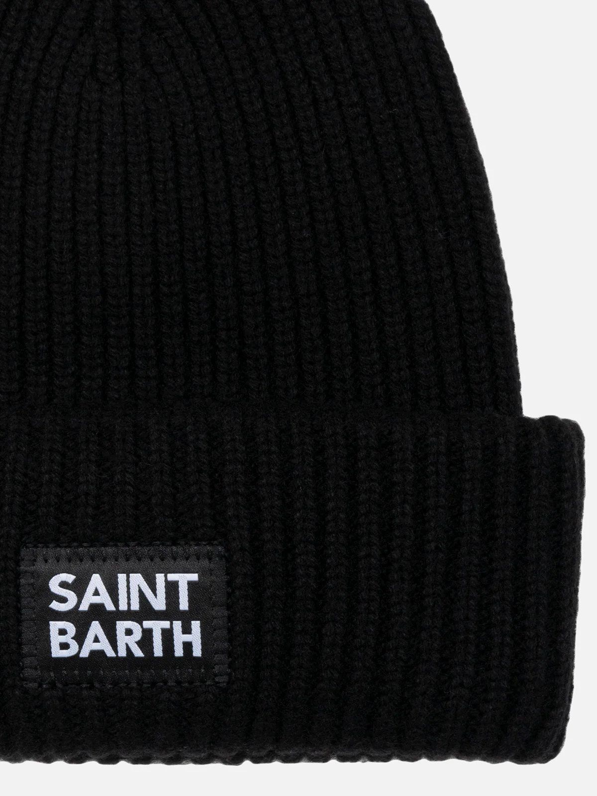 Berretto nero a coste Berry Jr con patch Saint Barth - Image 3