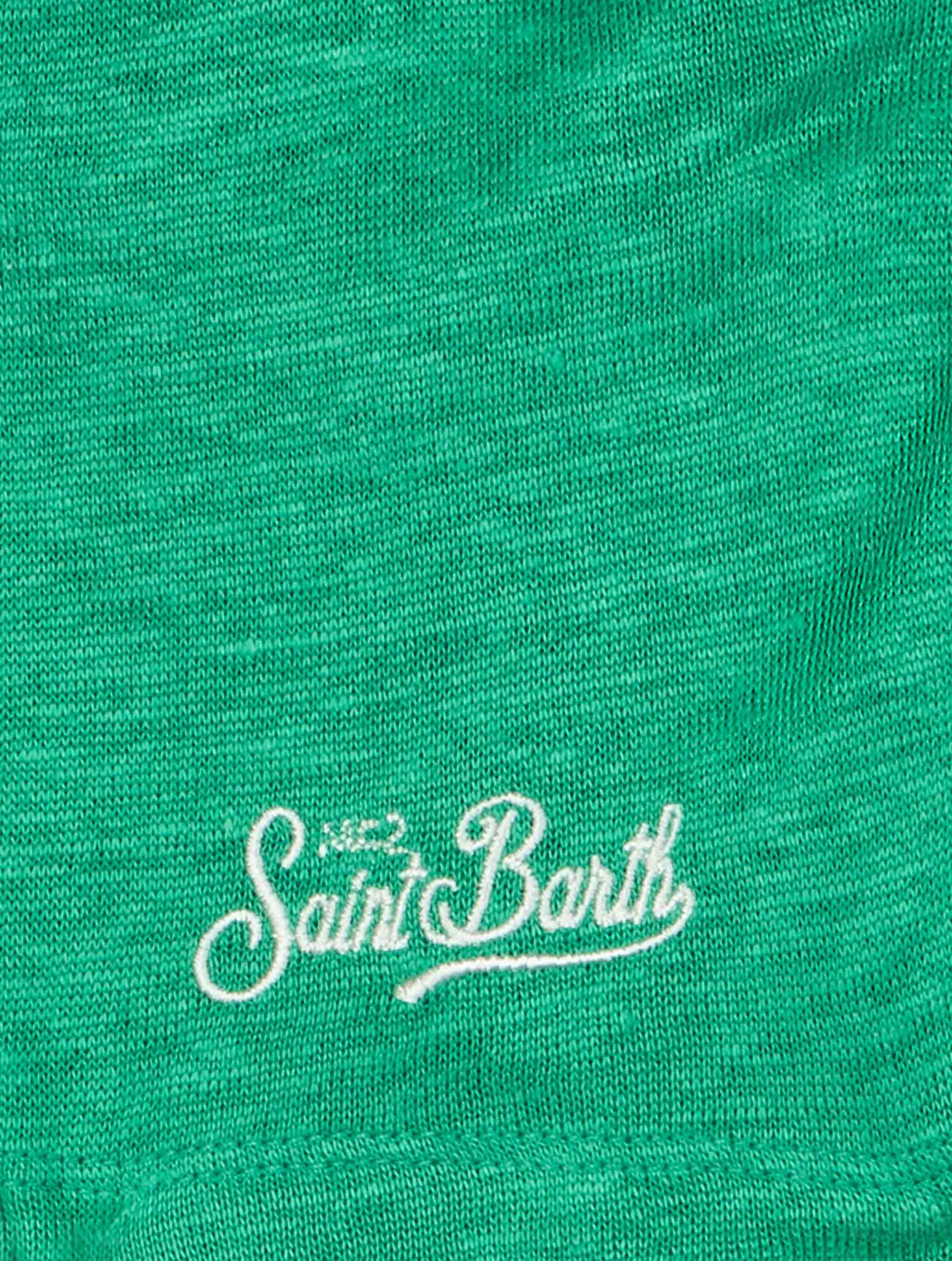T-shirt da bambino in jersey di lino verde Alex - Image 3