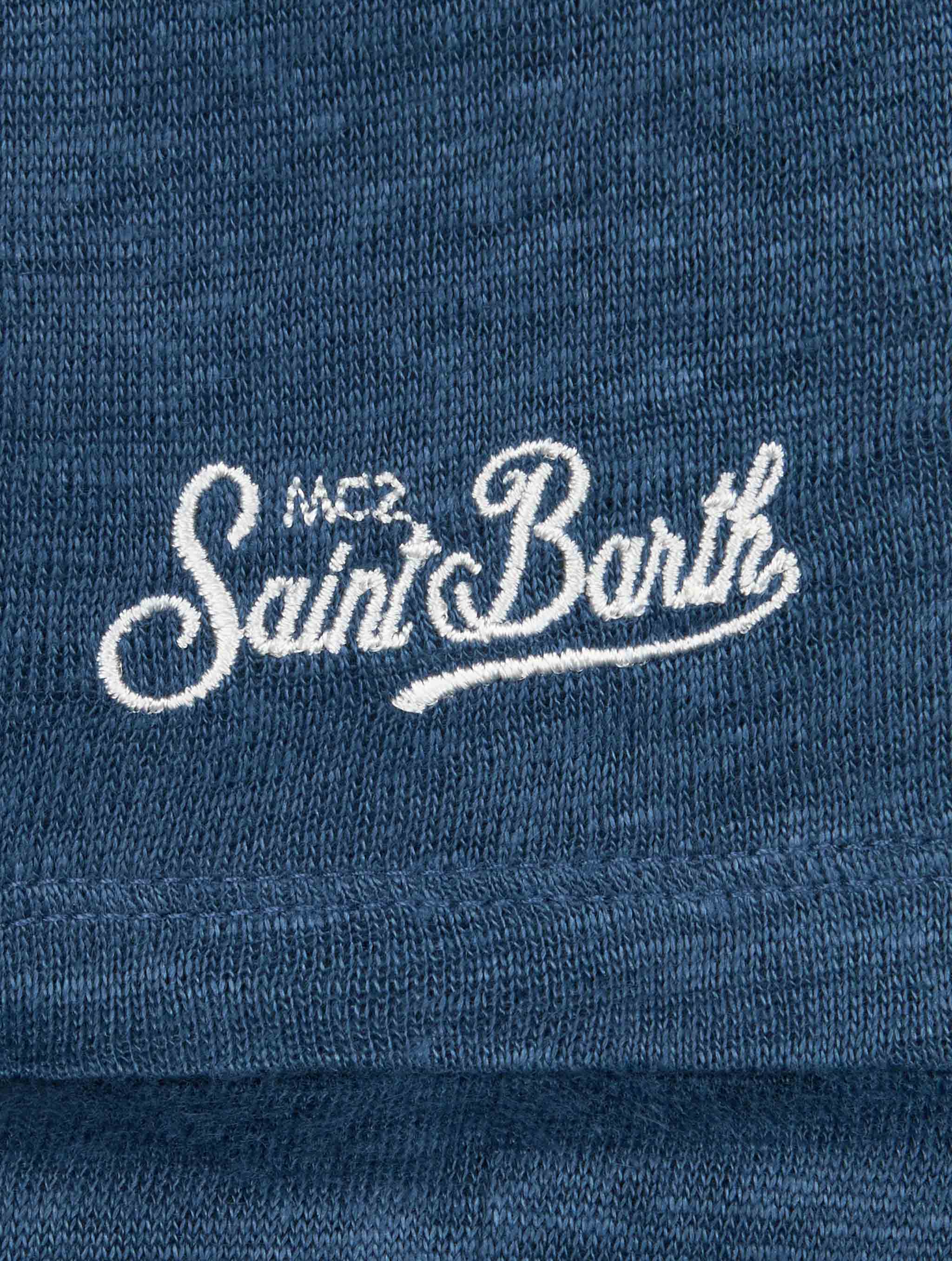 T-shirt da bambino Alex in jersey di lino blu marino - Image 3
