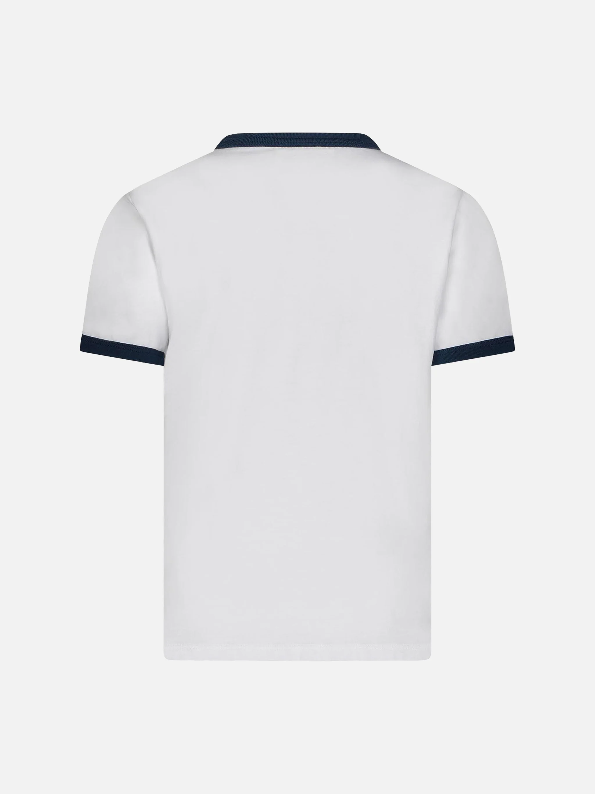 T-shirt bianca da bambino in cotone con stampa Groovy Saint Barth blu - Image 3