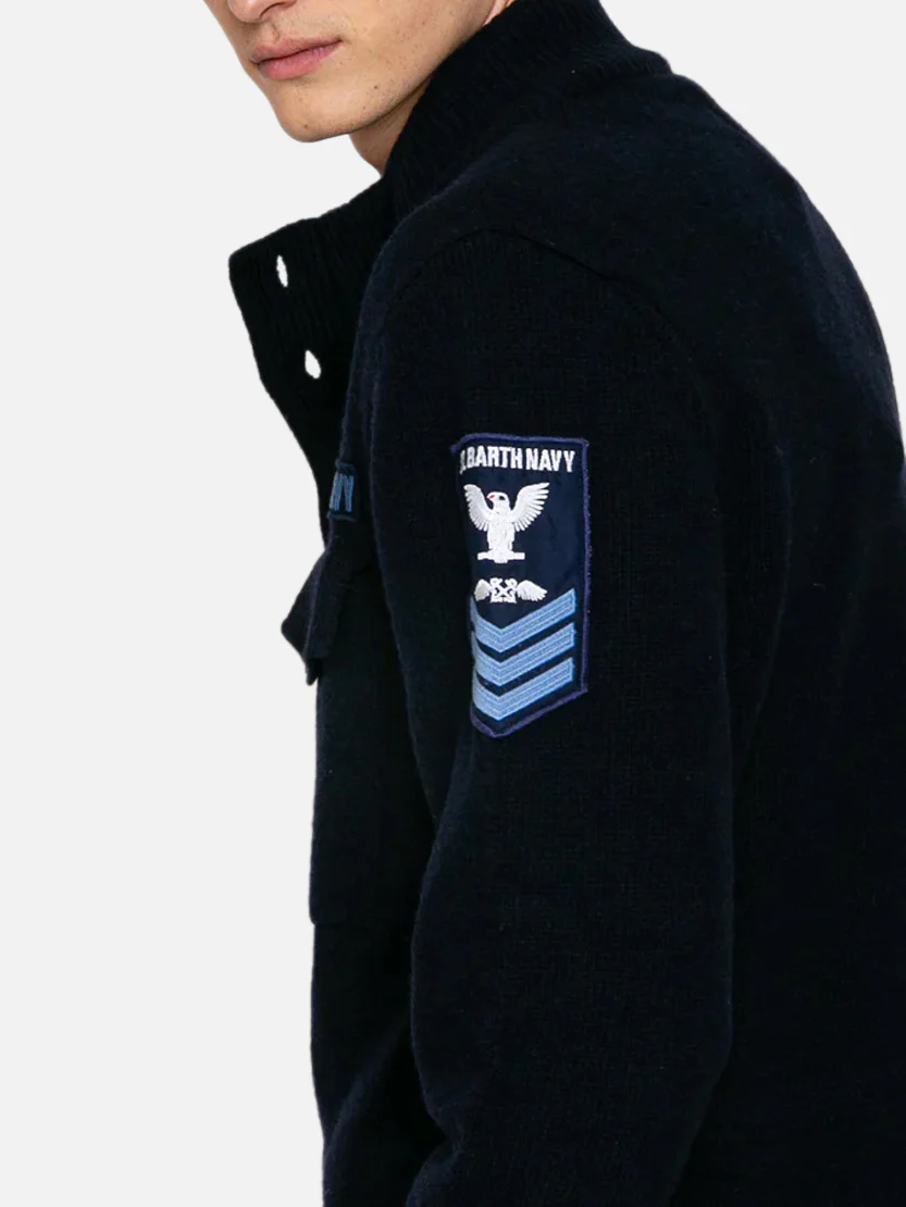 Field jacket in maglia con toppa - Image 2