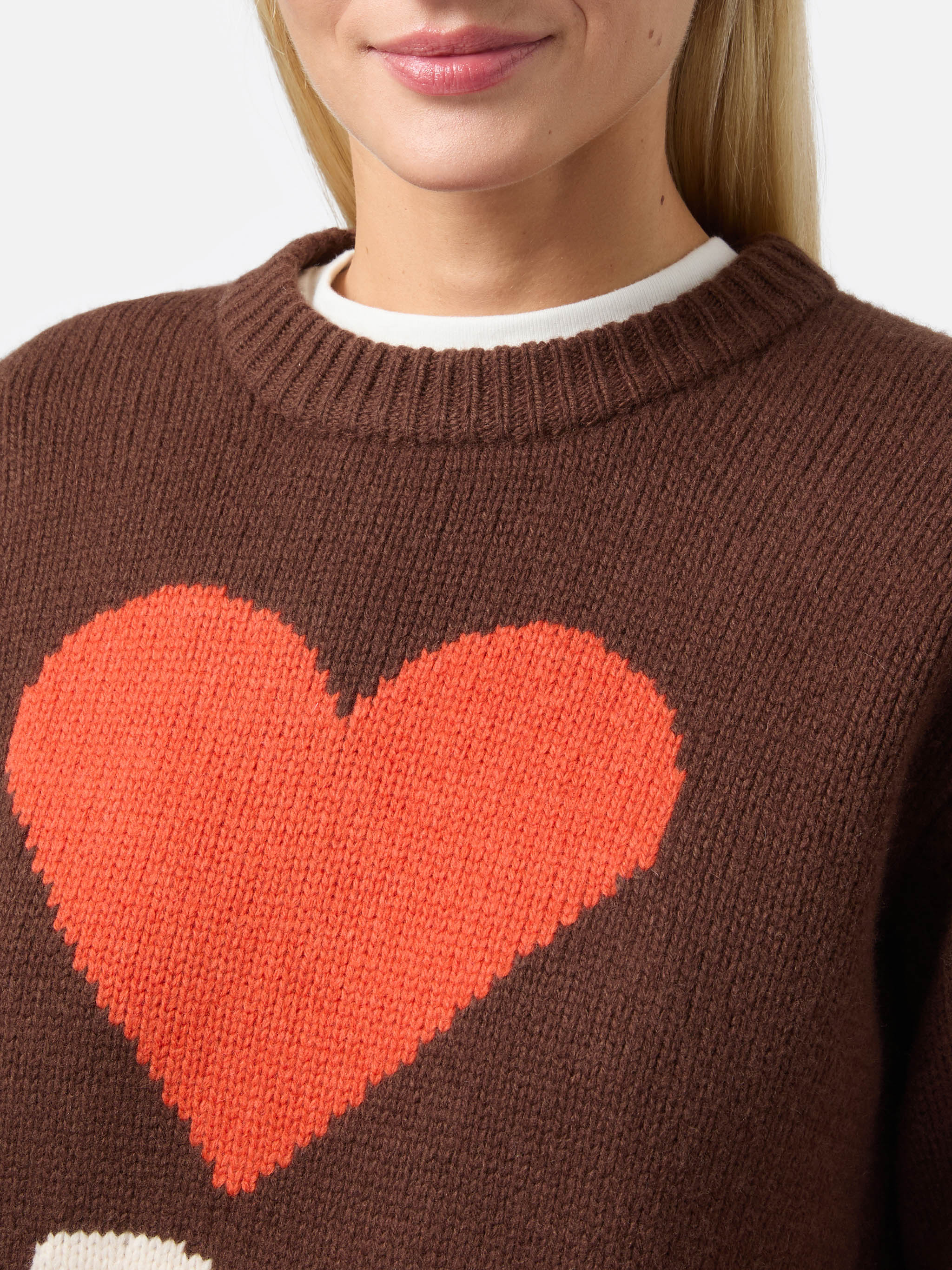Maglione Kyla in lana marrone con jacquard Spritz - Image 2