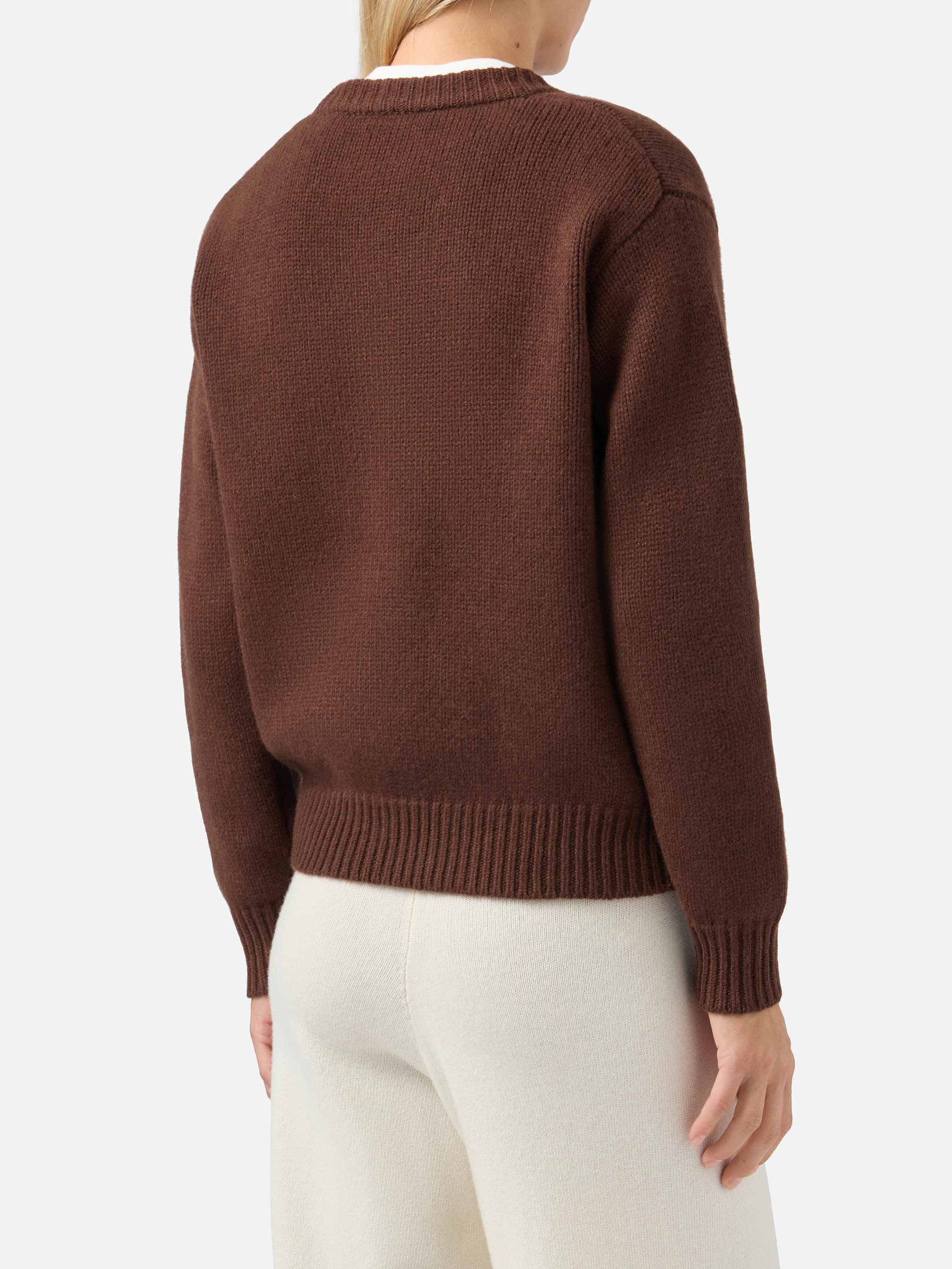 Maglione Kyla in lana marrone con jacquard Spritz - Image 3