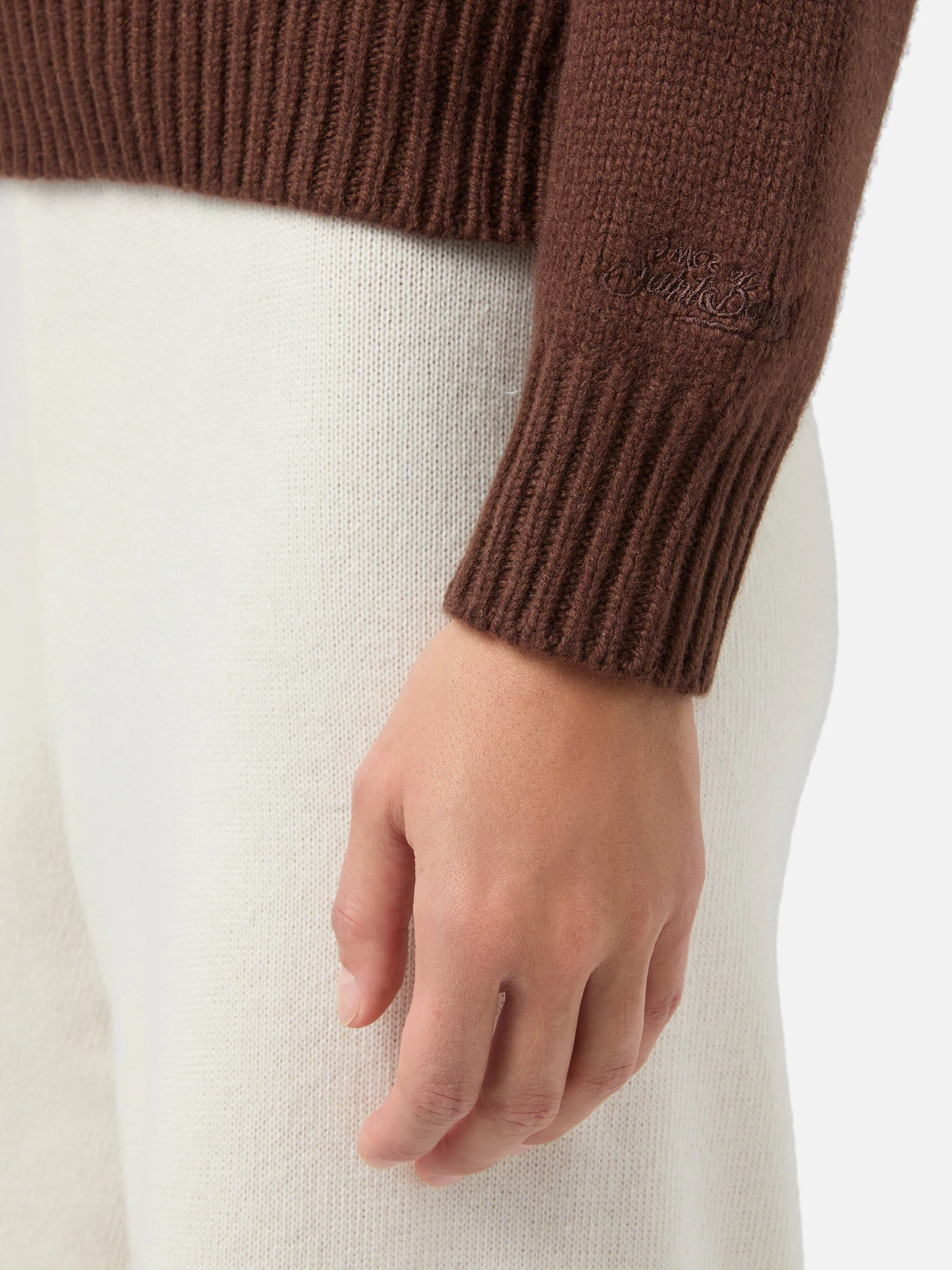Maglione Kyla in lana marrone con jacquard Spritz - Image 4