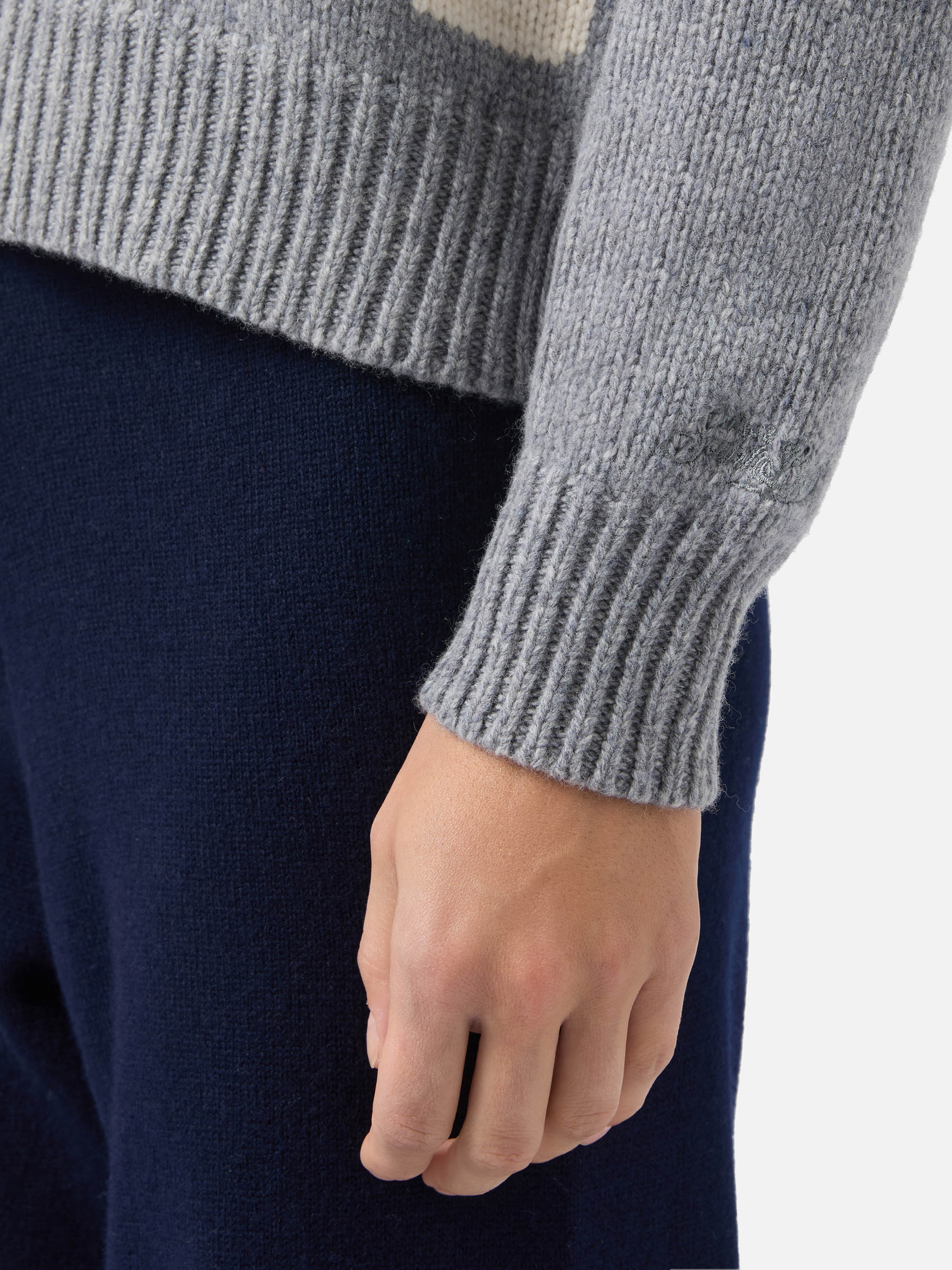 Maglione Kyla in lana grigio con jacquard St. Moritz - Image 4