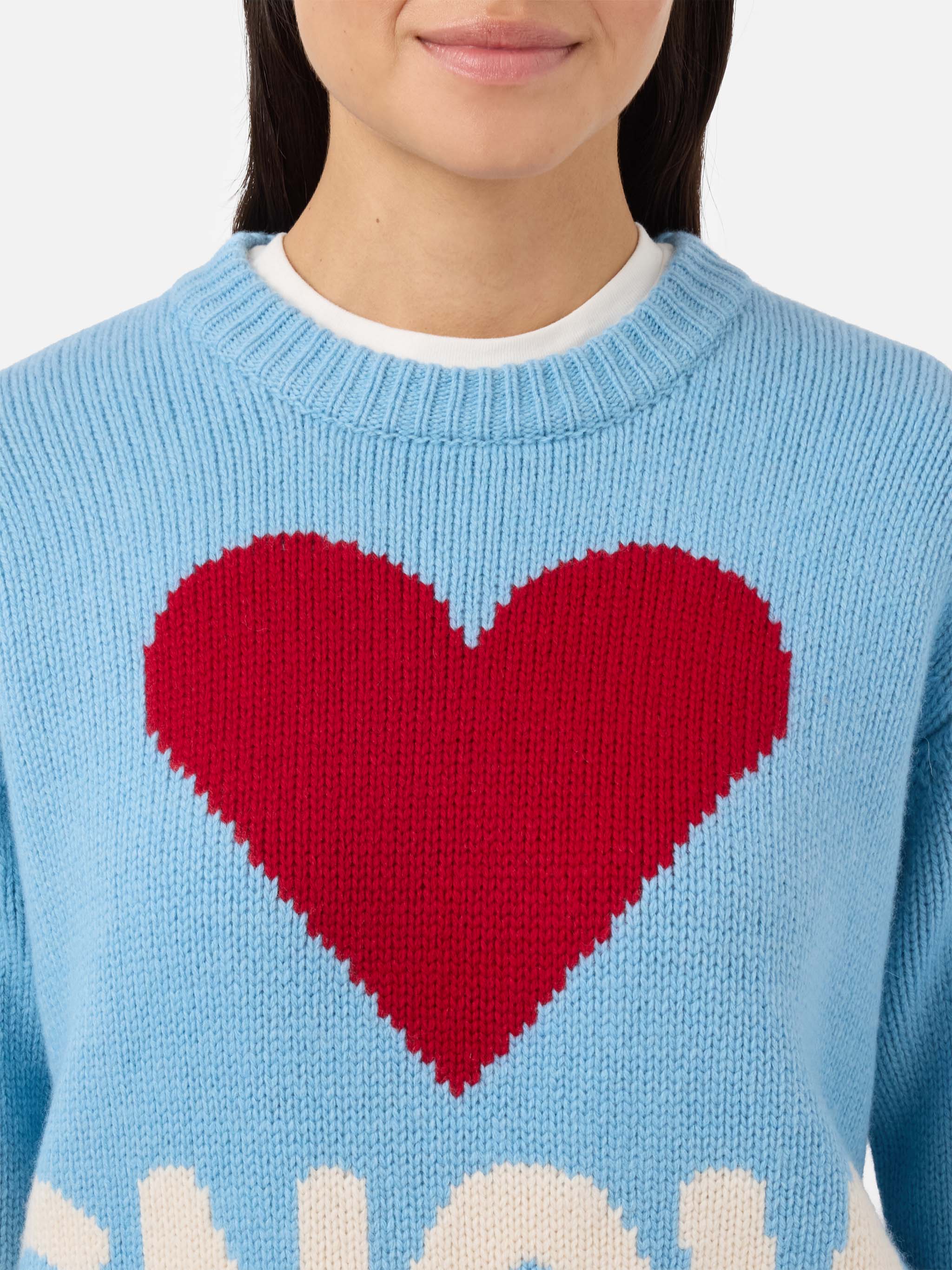 Maglione Kyla in lana azzurro con jacquard Snow - Image 2