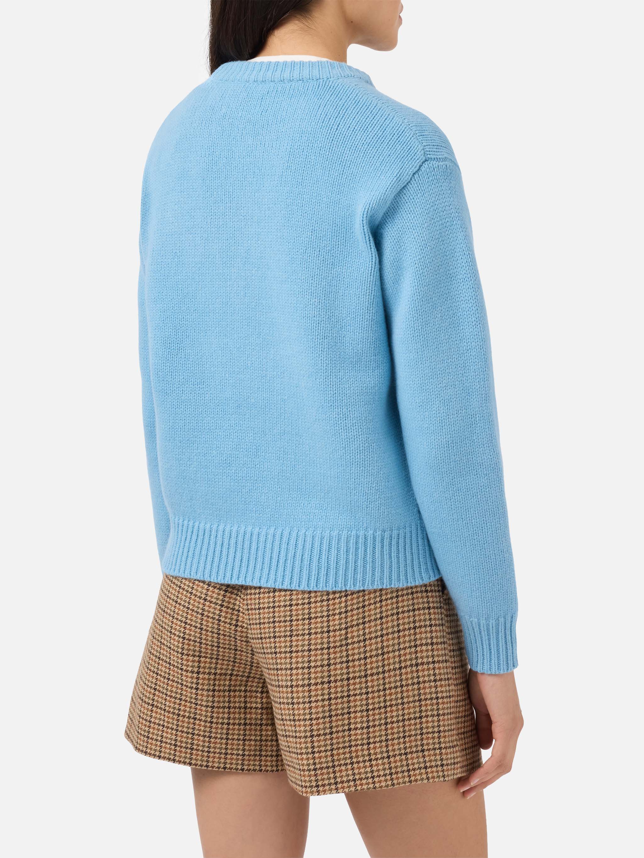 Maglione Kyla in lana azzurro con jacquard Snow - Image 3