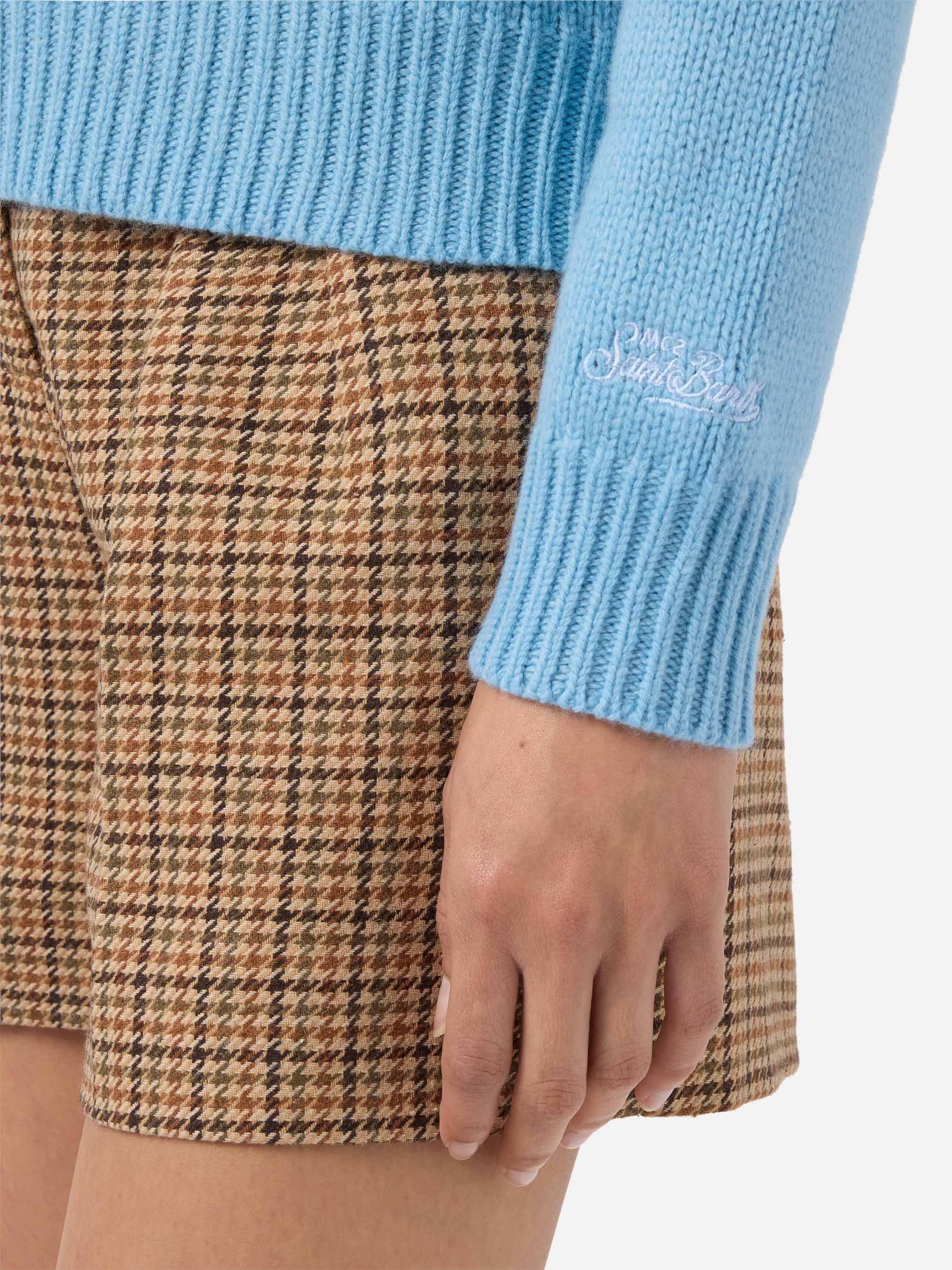 Maglione Kyla in lana azzurro con jacquard Snow - Image 4